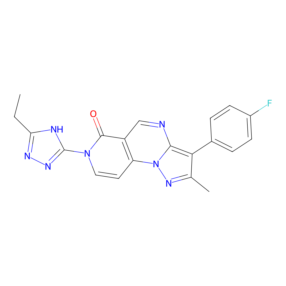 7-(5-ethyl-4H-1,2,4-triazol-3-yl)-3-(4-fluorophenyl)-2-methylpyrazolo[1,5-a]pyrido[3,4-e]pyrimidin-6(7H)-one molecular structure, CAS 1030653-69-0