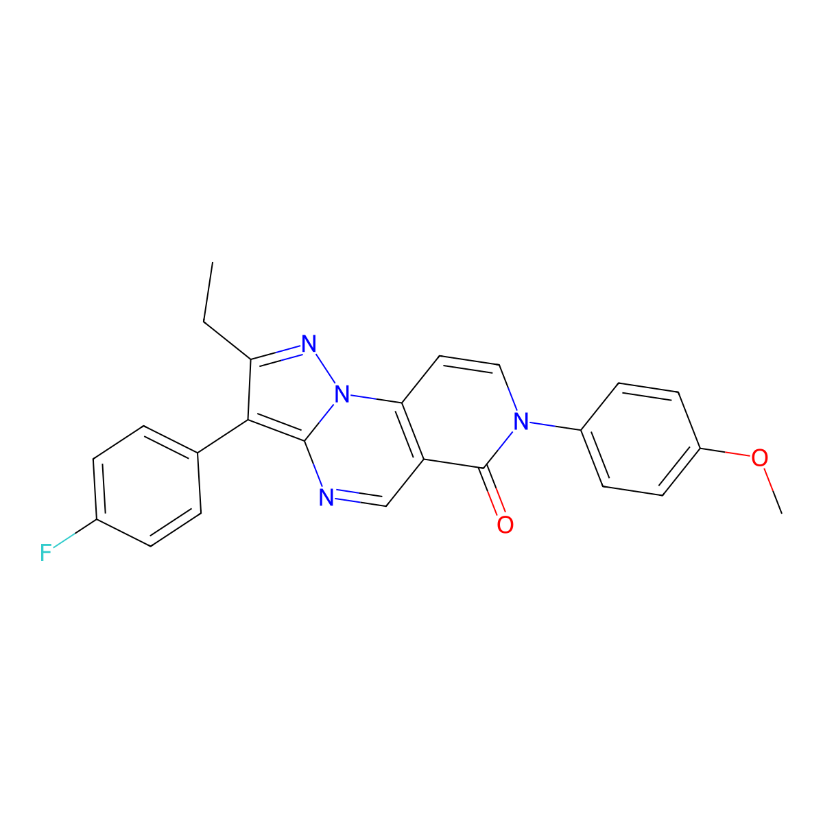 2-ethyl-3-(4-fluorophenyl)-7-(4-methoxyphenyl)pyrazolo[1,5-a]pyrido[3,4-e]pyrimidin-6(7H)-one molecular structure, CAS 1030653-74-7