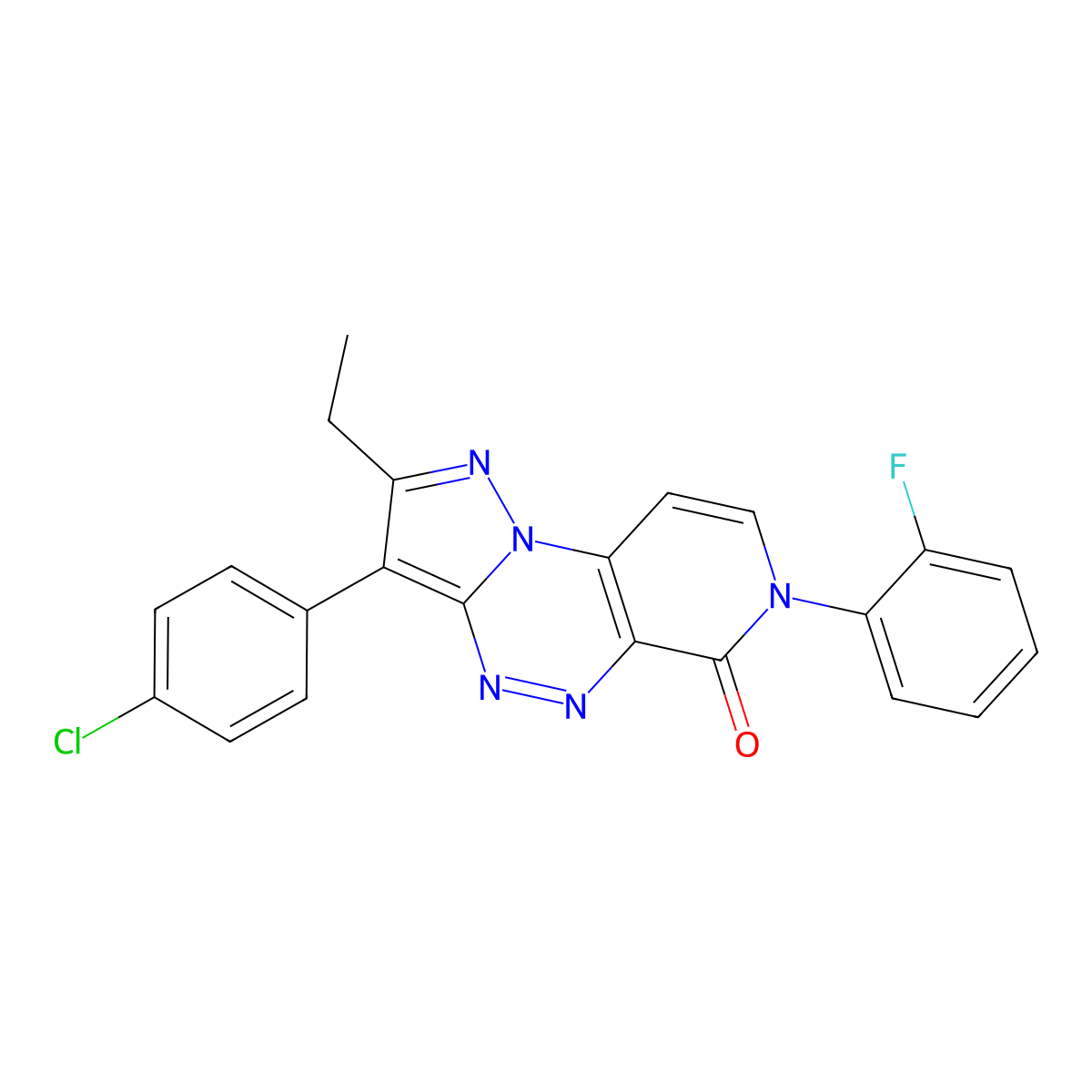 3-(4-chlorophenyl)-2-ethyl-7-(2-fluorophenyl)pyrazolo[5,1-c]pyrido[4,3-e][1,2,4]triazin-6(7H)-one molecular structure, CAS 1030654-64-8