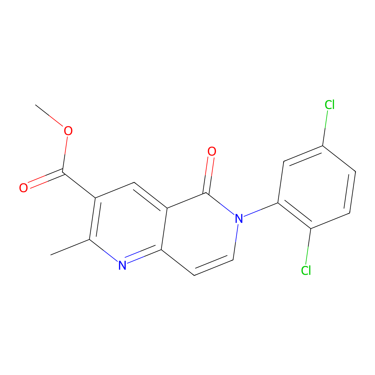 Methyl 6-(2,5-dichlorophenyl)-2-methyl-5-oxo-5,6-dihydro-1,6-naphthyridine-3-carboxylate molecular structure, CAS 1030655-00-5