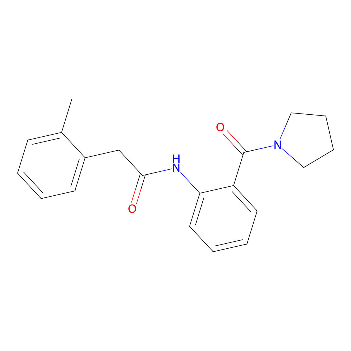 2-(2-methylphenyl)-N-[2-(pyrrolidin-1-ylcarbonyl)phenyl]acetamide molecular structure, CAS 1030659-12-1