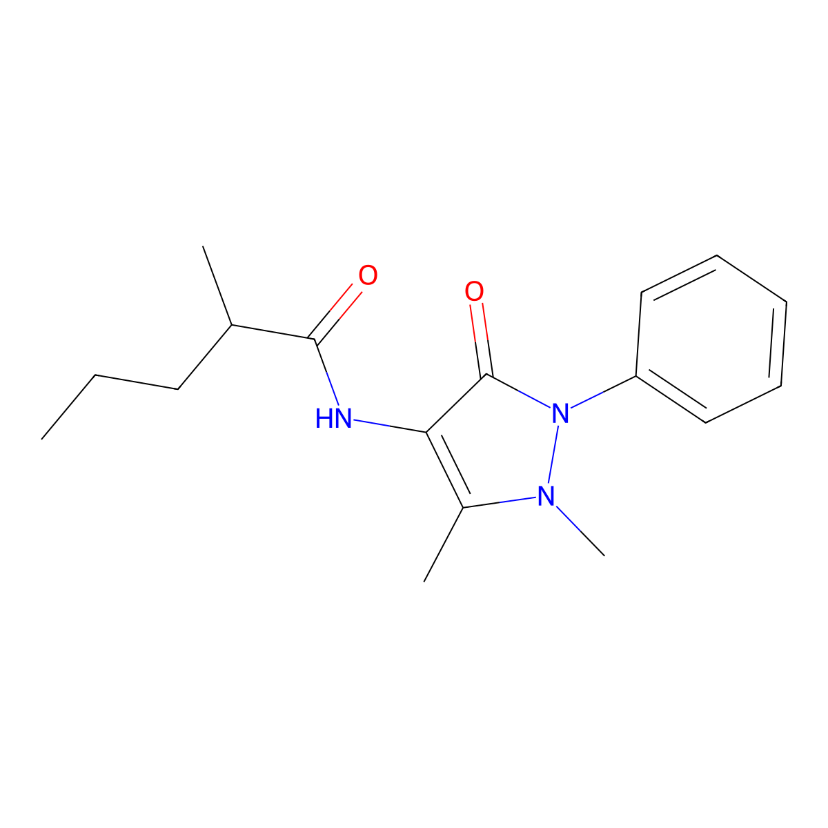 N-(1,5-dimethyl-3-oxo-2-phenyl-2,3-dihydro-1H-pyrazol-4-yl)-2-methylpentanamide molecular structure, CAS 1030660-46-8