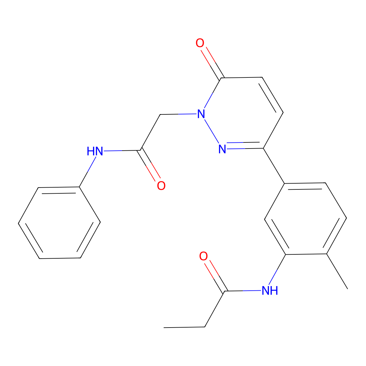 N-(2-methyl-5-{6-oxo-1-[2-oxo-2-(phenylamino)ethyl]-1,6-dihydropyridazin-3-yl}phenyl)propanamide molecular structure, CAS 1030660-48-0