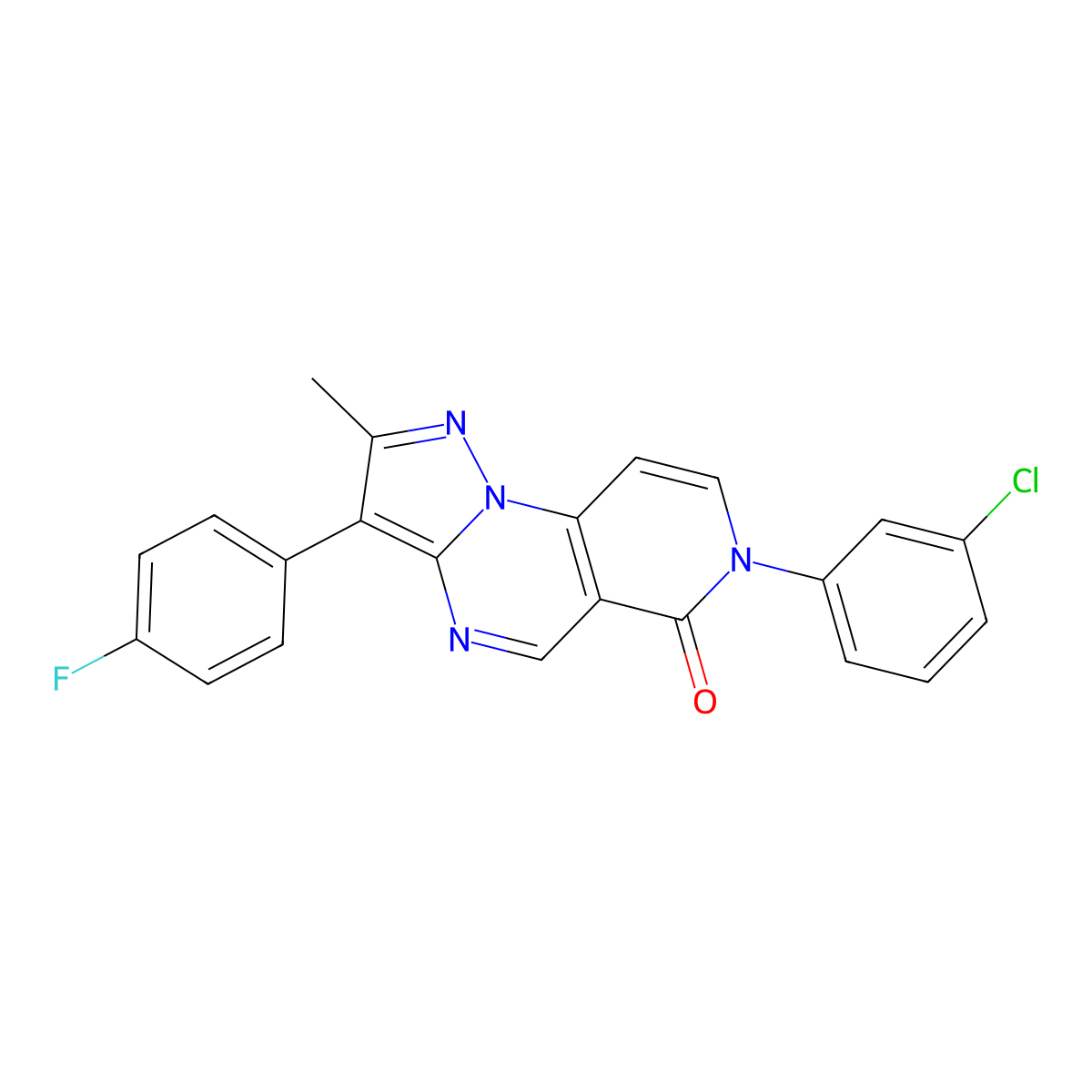 7-(3-chlorophenyl)-3-(4-fluorophenyl)-2-methylpyrazolo[1,5-a]pyrido[3,4-e]pyrimidin-6(7H)-one molecular structure, CAS 1030673-48-3