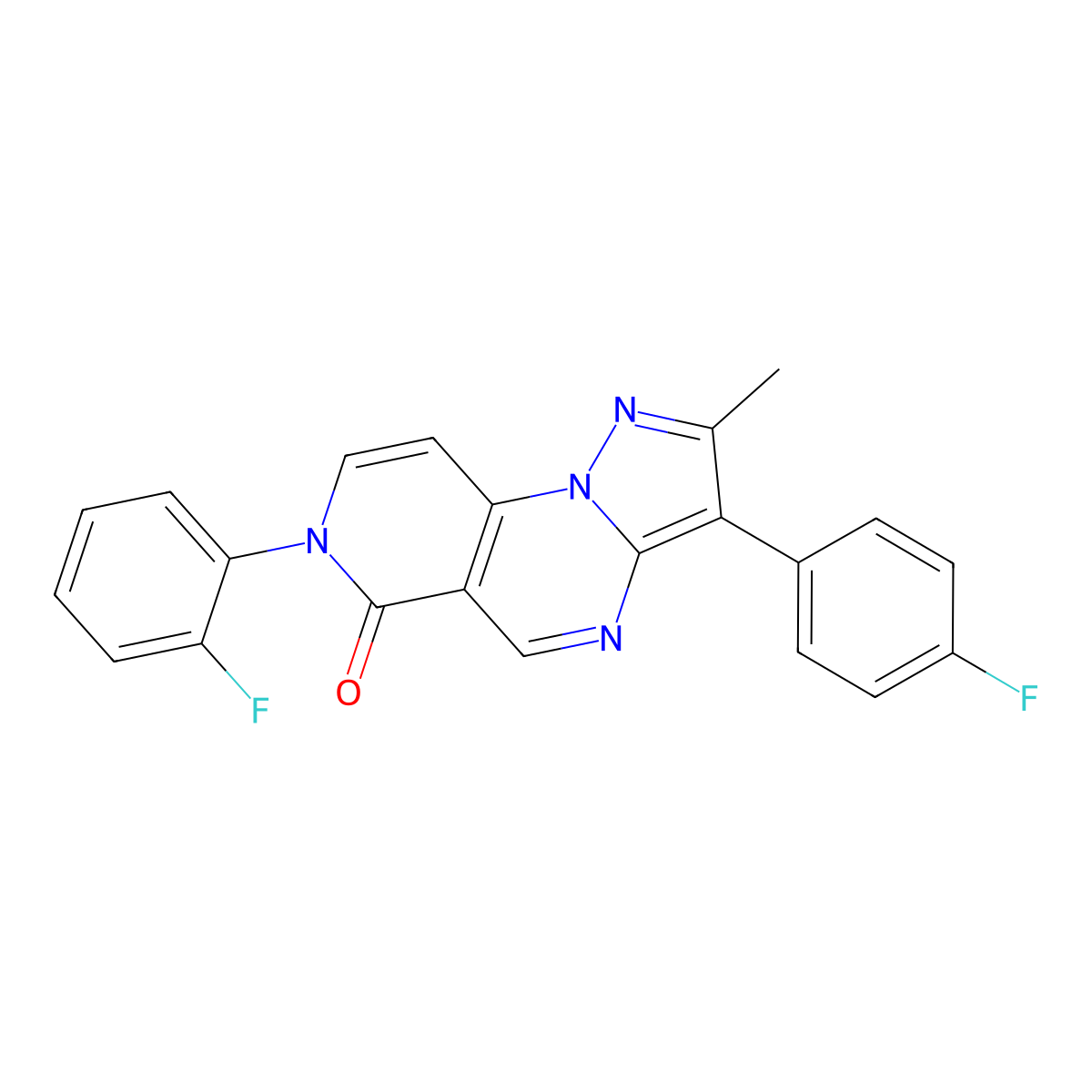 7-(2-fluorophenyl)-3-(4-fluorophenyl)-2-methylpyrazolo[1,5-a]pyrido[3,4-e]pyrimidin-6(7H)-one molecular structure, CAS 1030673-53-0