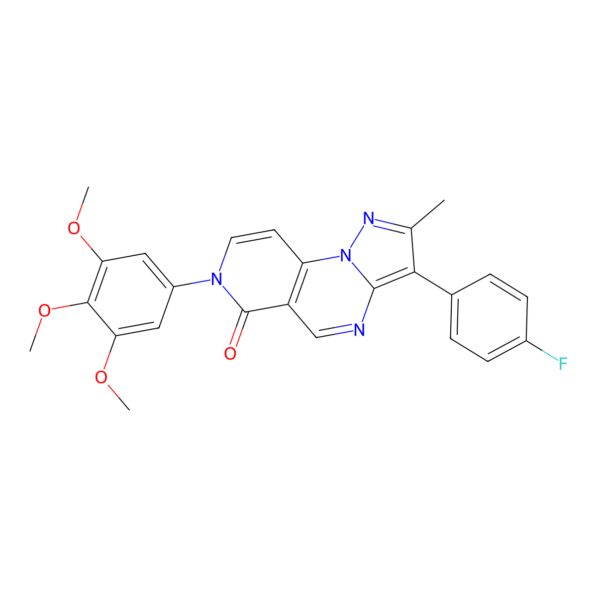 3-(4-fluorophenyl)-2-methyl-7-(3,4,5-trimethoxyphenyl)pyrazolo[1,5-a]pyrido[3,4-e]pyrimidin-6(7H)-one molecular structure, CAS 1030673-63-2