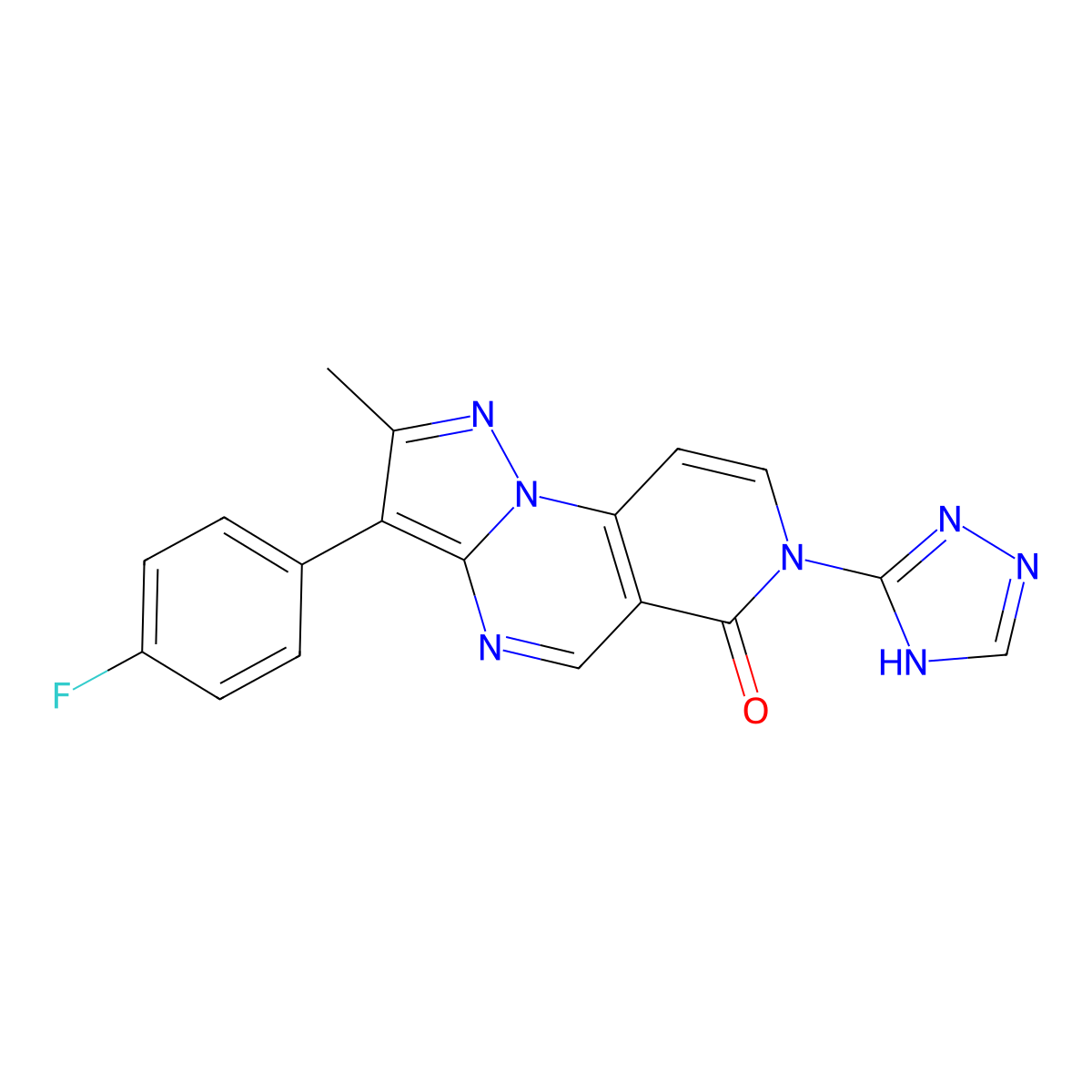 3-(4-fluorophenyl)-2-methyl-7-(4H-1,2,4-triazol-3-yl)pyrazolo[1,5-a]pyrido[3,4-e]pyrimidin-6(7H)-one molecular structure, CAS 1030673-68-7