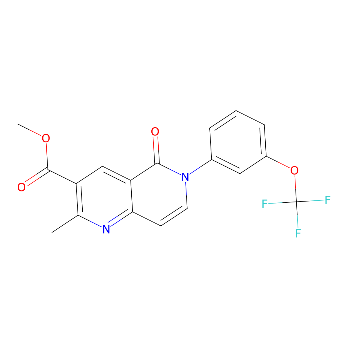 Methyl 2-methyl-5-oxo-6-[3-(trifluoromethoxy)phenyl]-5,6-dihydro-1,6-naphthyridine-3-carboxylate molecular structure, CAS 1030675-03-6