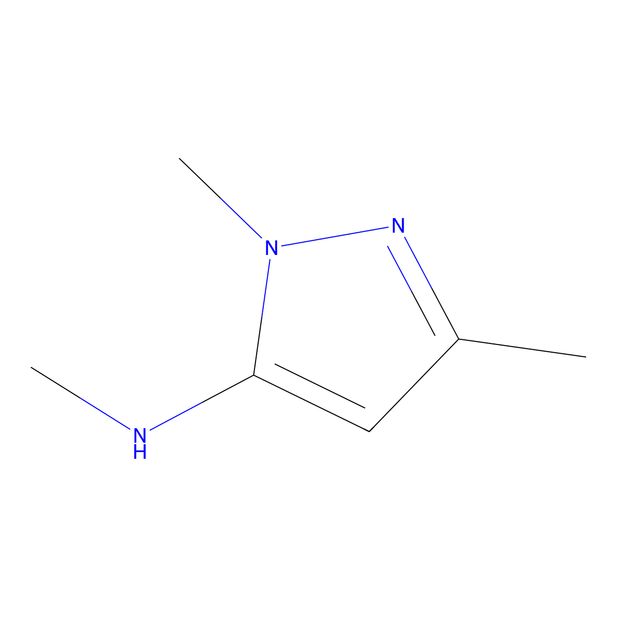 N,1,3-trimethyl-1H-pyrazol-5-amine molecular structure, CAS 103068-68-4