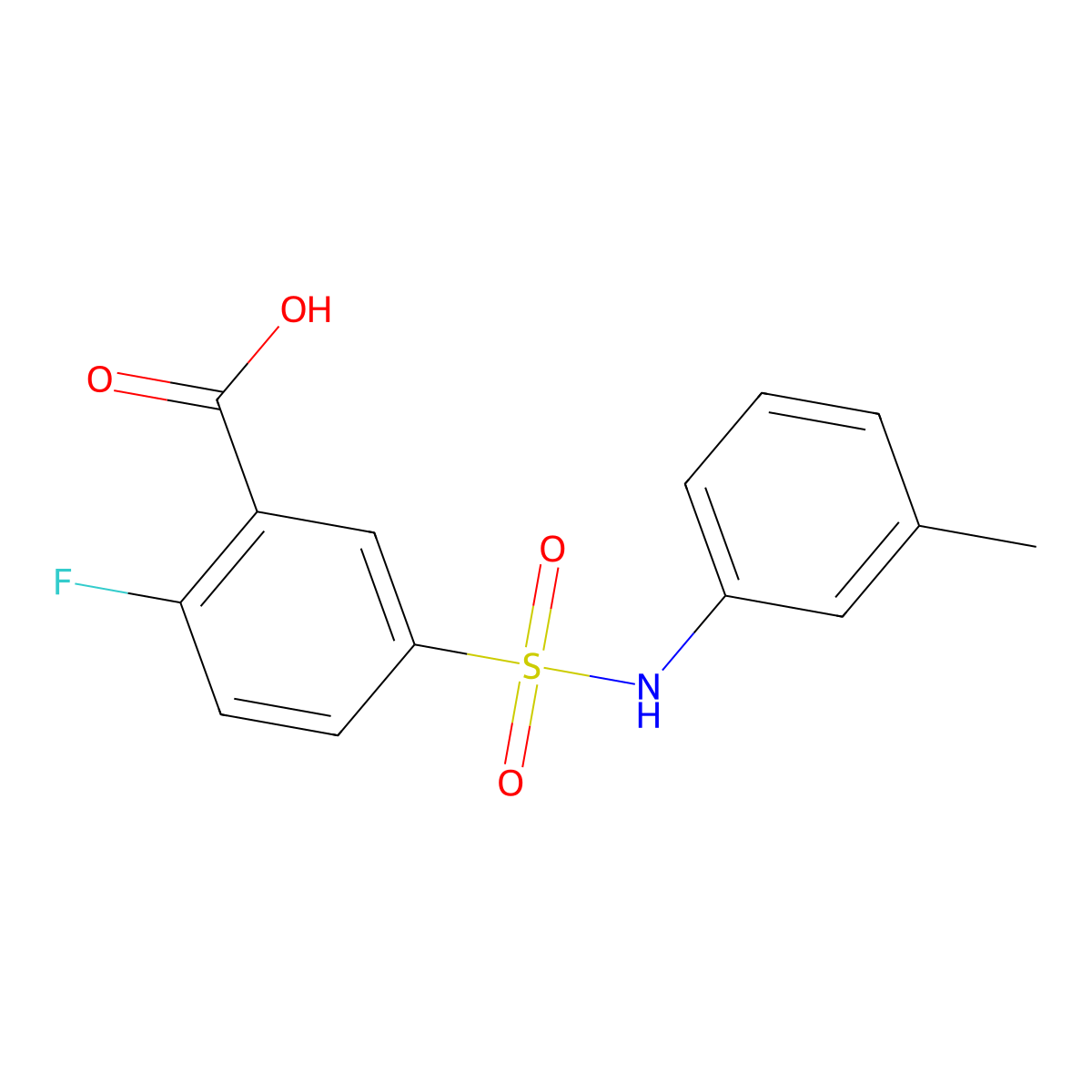 2-Fluoro-5-[(3-methylphenyl)sulfamoyl]benzoic acid molecular structure, CAS 1030686-17-9