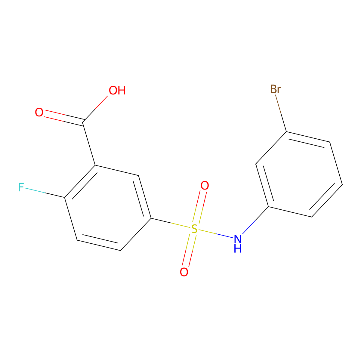5-((3-Bromophenyl)sulfamoyl)-2-fluorobenzoic acid molecular structure, CAS 1030694-72-4