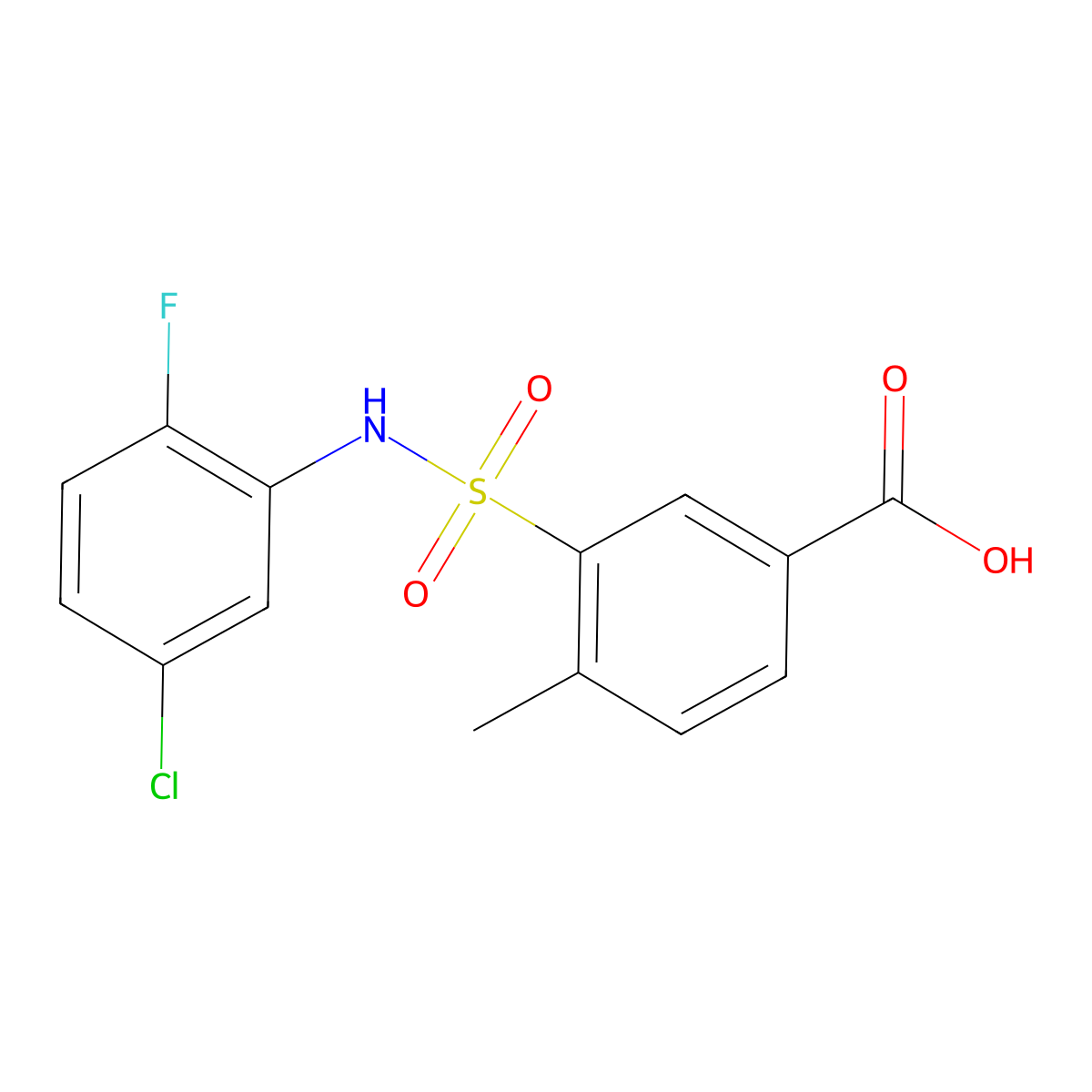 3-[(5-Chloro-2-fluorophenyl)sulfamoyl]-4-methylbenzoic acid molecular structure, CAS 1030709-48-8