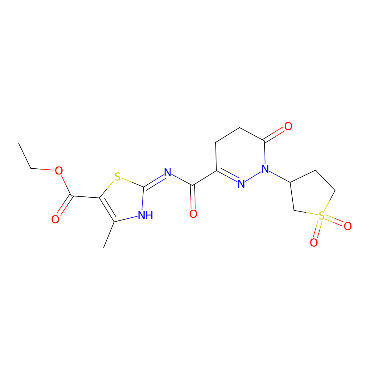 Ethyl 2-({[1-(1,1-dioxidotetrahydrothiophen-3-yl)-6-oxo-1,4,5,6-tetrahydropyridazin-3-yl]carbonyl}amino)-4-methyl-1,3-thiazole-5-carboxylate molecular structure, CAS 1030718-18-3