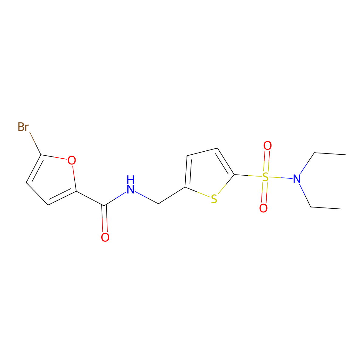 5-Bromo-N-((5-(N,N-diethylsulfamoyl)thiophen-2-YL)methyl)furan-2-carboxamide molecular structure, CAS 1030753-09-3