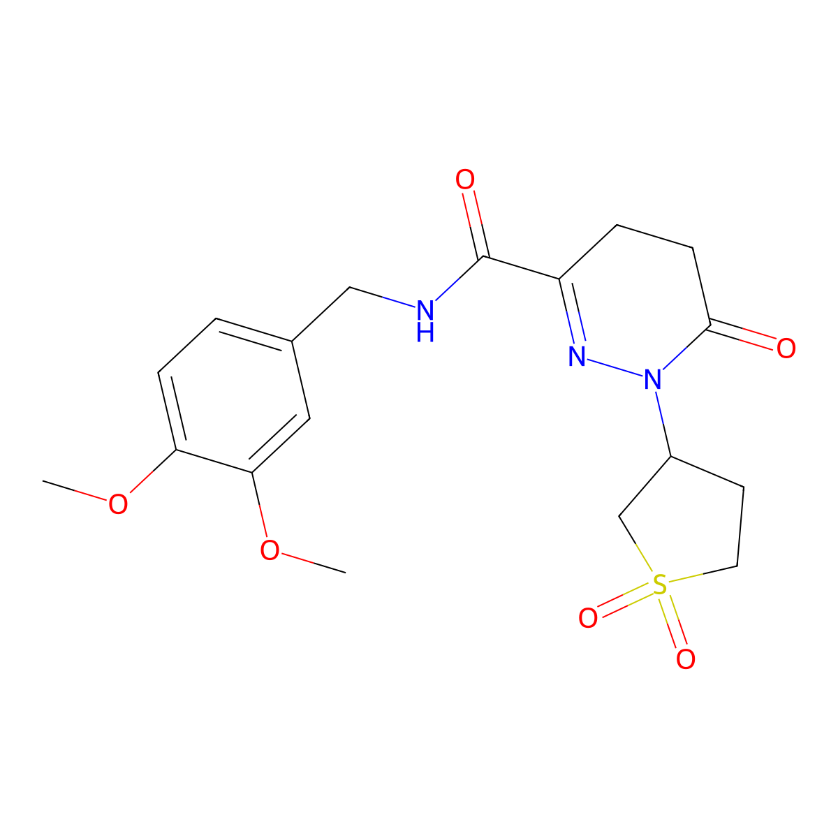 N-(3,4-dimethoxybenzyl)-1-(1,1-dioxidotetrahydrothiophen-3-yl)-6-oxo-1,4,5,6-tetrahydropyridazine-3-carboxamide molecular structure, CAS 1030760-46-3