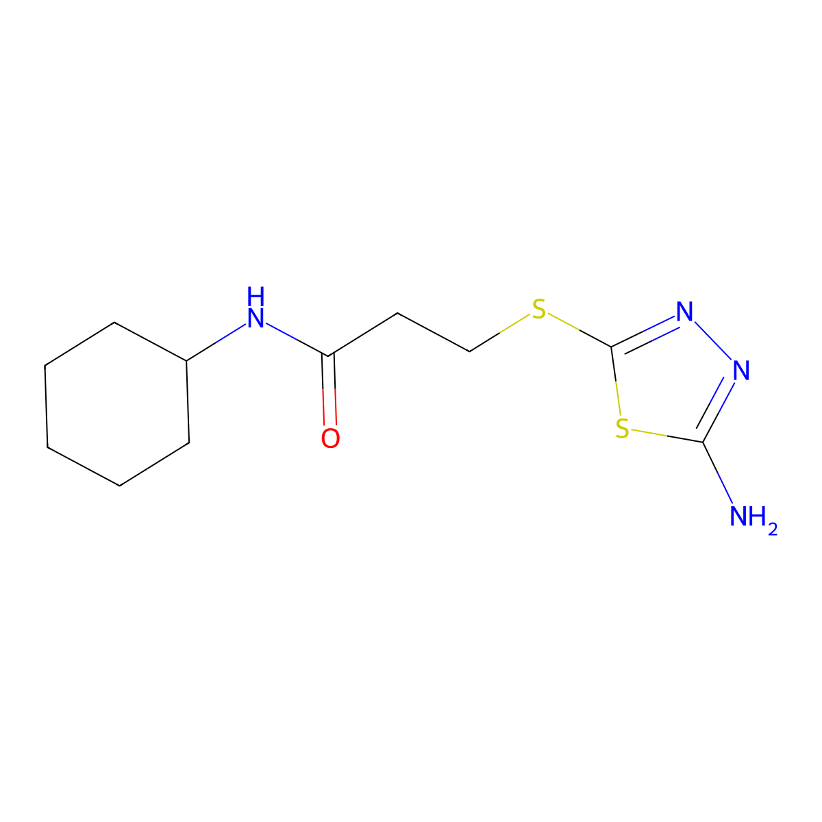 3-((5-Amino-1,3,4-thiadiazol-2-yl)thio)-N-cyclohexylpropanamide molecular structure, CAS 1030772-85-0