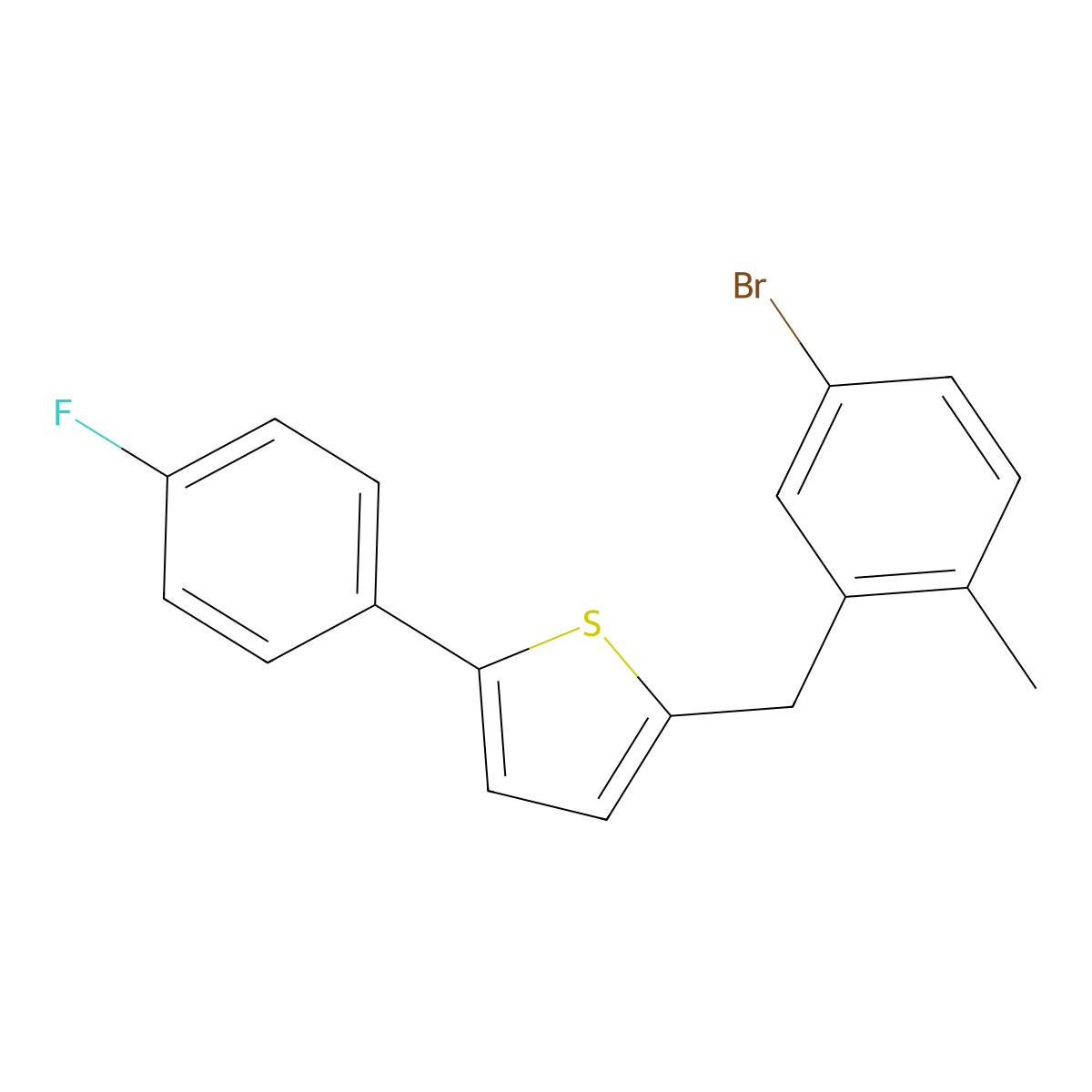 2-(5-Bromo-2-methylbenzyl)-5-(4-fluorophenyl)thiophene molecular structure, CAS 1030825-20-7