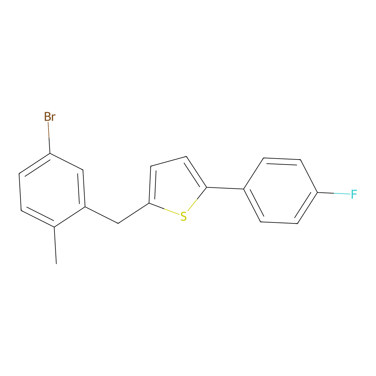 2-(5-Bromo-2-methylbenzyl)-5-(4-fluorophenyl)thiophene molecular structure, CAS 1030825-20-7