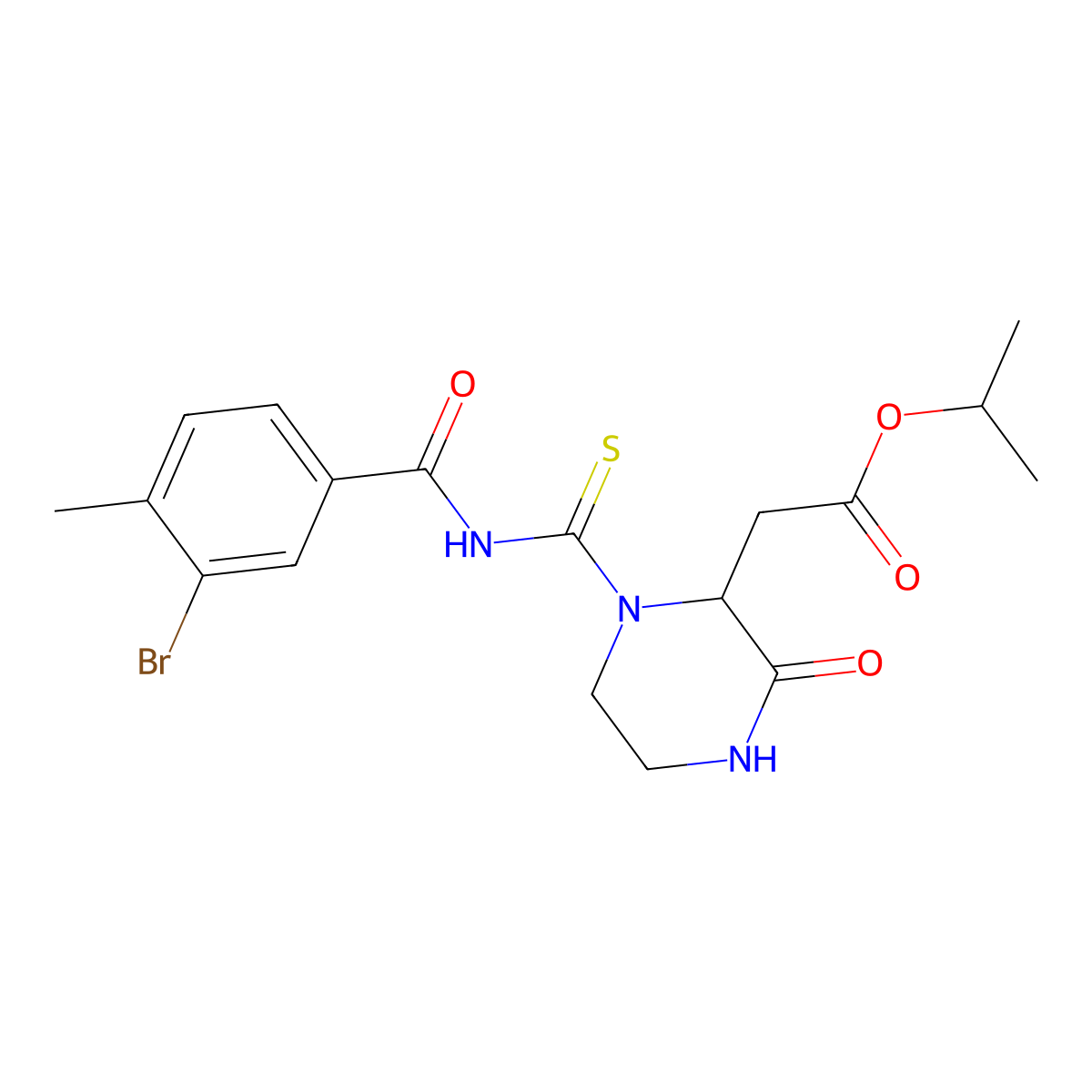 Isopropyl 2-(1-((3-bromo-4-methylbenzoyl)carbamothioyl)-3-oxopiperazin-2-yl)acetate molecular structure, CAS 1030830-15-9