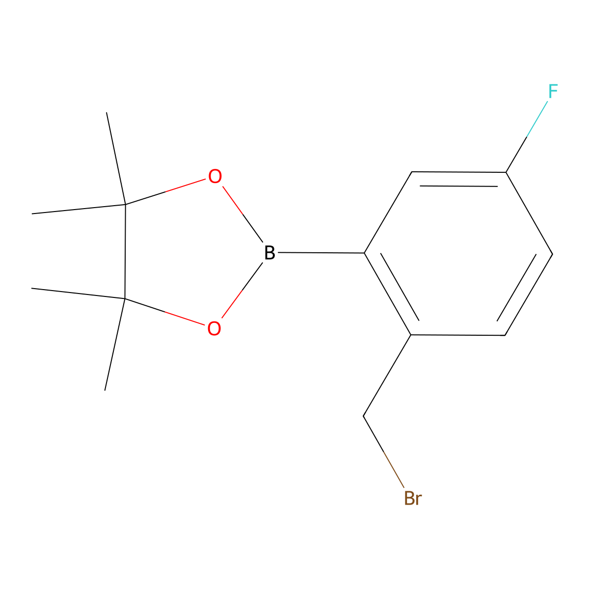 2-(2-(Bromomethyl)-5-fluorophenyl)-4,4,5,5-tetramethyl-1,3,2-dioxaborolane molecular structure, CAS 1030832-39-3
