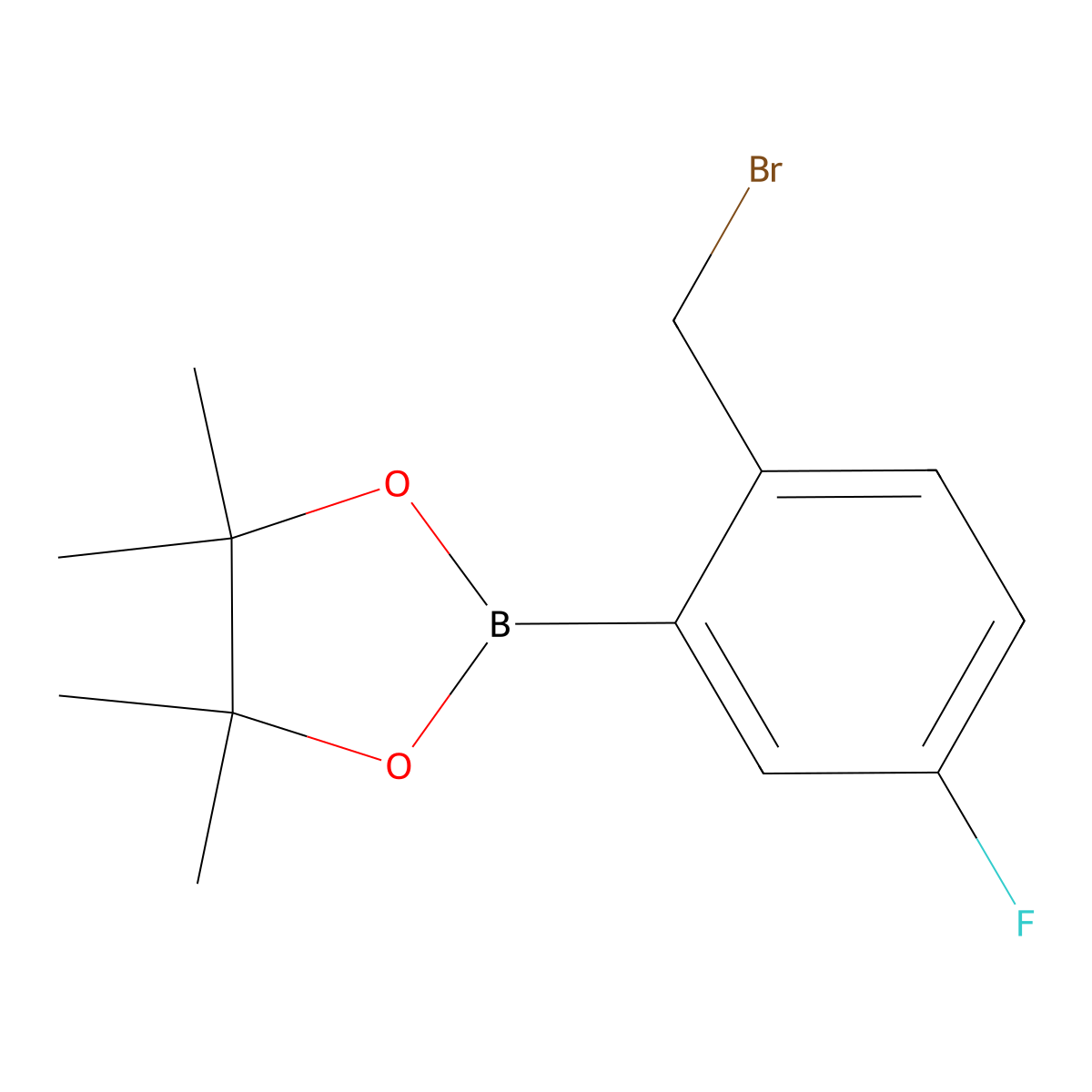 2-(2-(Bromomethyl)-5-fluorophenyl)-4,4,5,5-tetramethyl-1,3,2-dioxaborolane molecular structure, CAS 1030832-39-3
