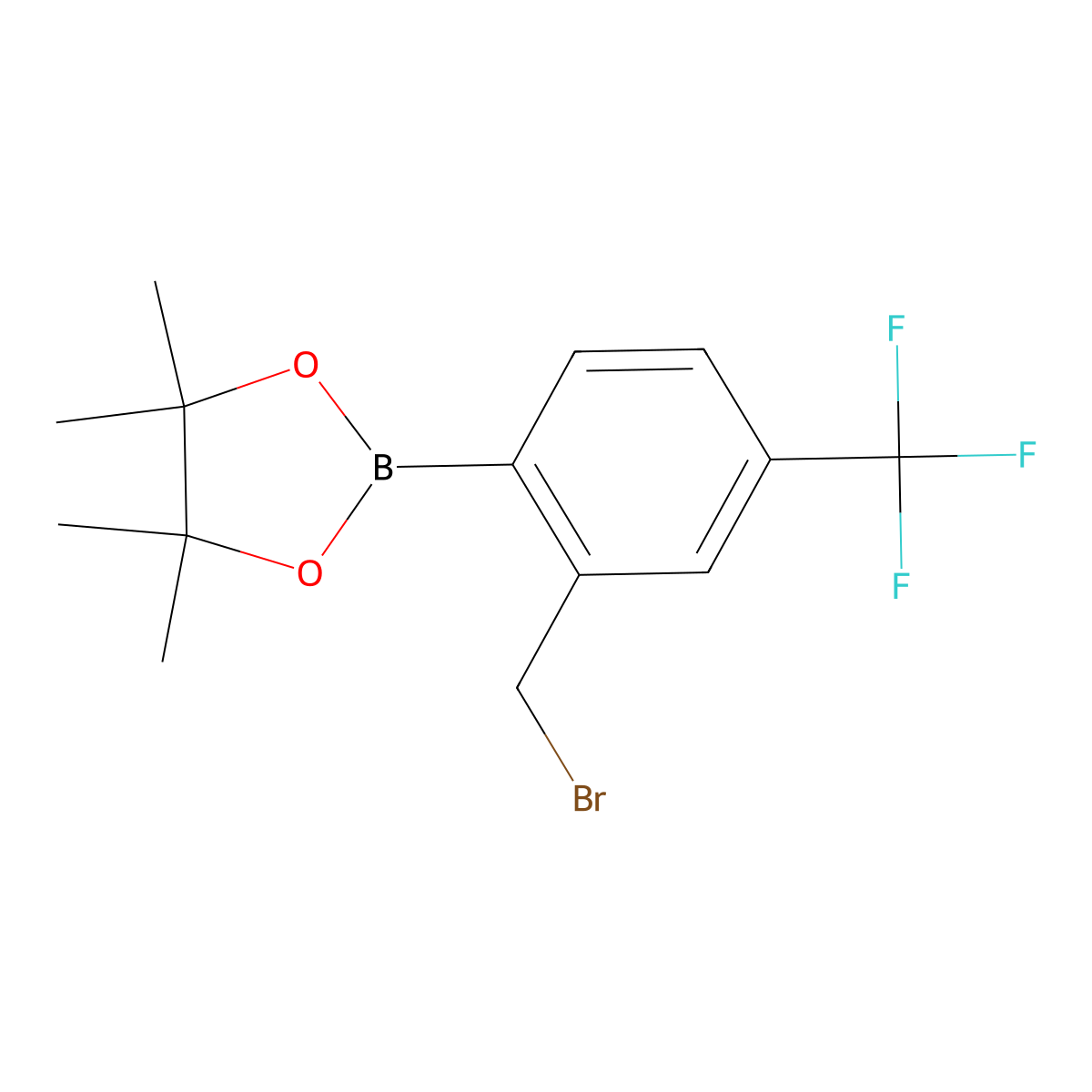 2-(2-(Bromomethyl)-4-(trifluoromethyl)phenyl)-4,4,5,5-tetramethyl-1,3,2-dioxaborolane molecular structure, CAS 1030832-46-2