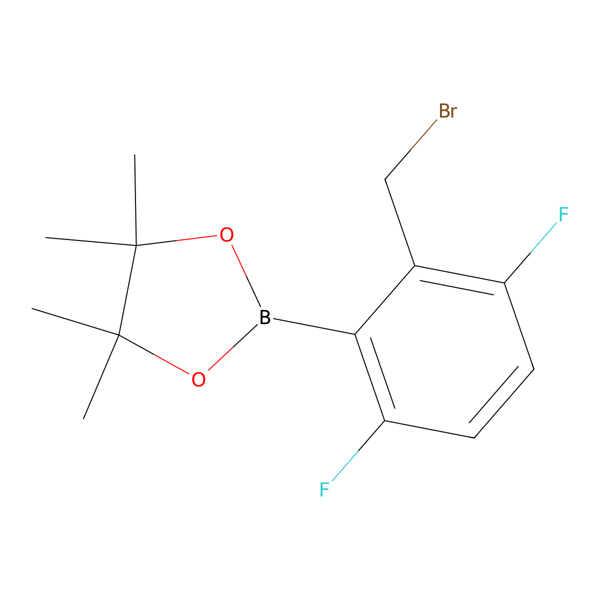 2-[2-(Bromomethyl)-3,6-difluorophenyl]-4,4,5,5-tetramethyl-1,3,2-dioxaborolane molecular structure, CAS 1030832-47-3