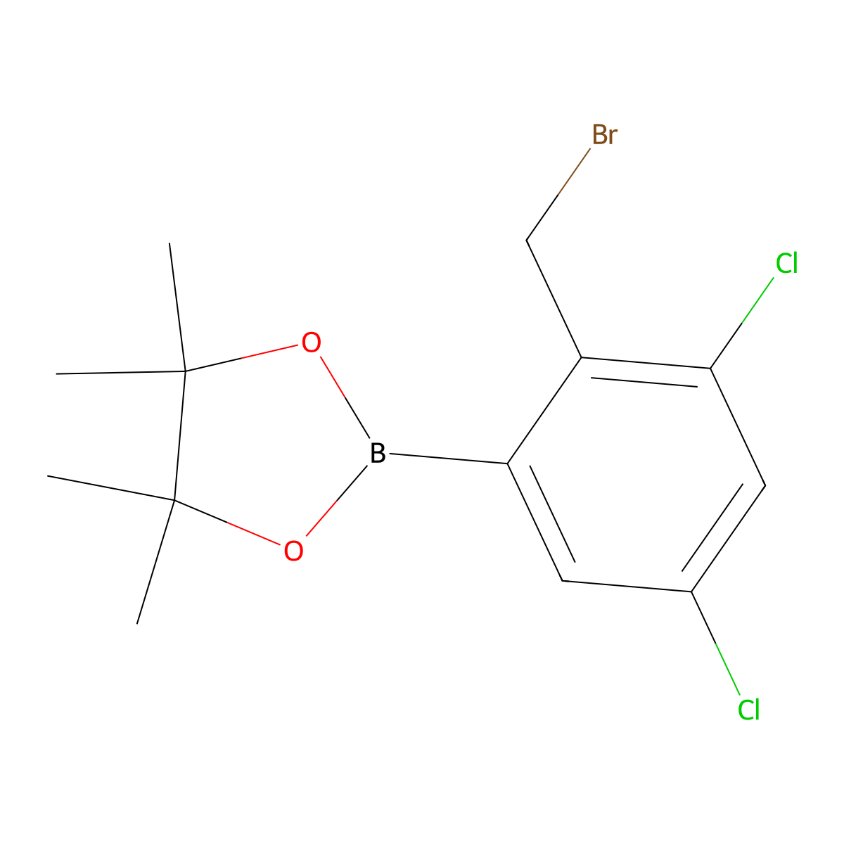 2-(2-(Bromomethyl)-3,5-dichlorophenyl)-4,4,5,5-tetramethyl-1,3,2-dioxaborolane molecular structure, CAS 1030832-50-8