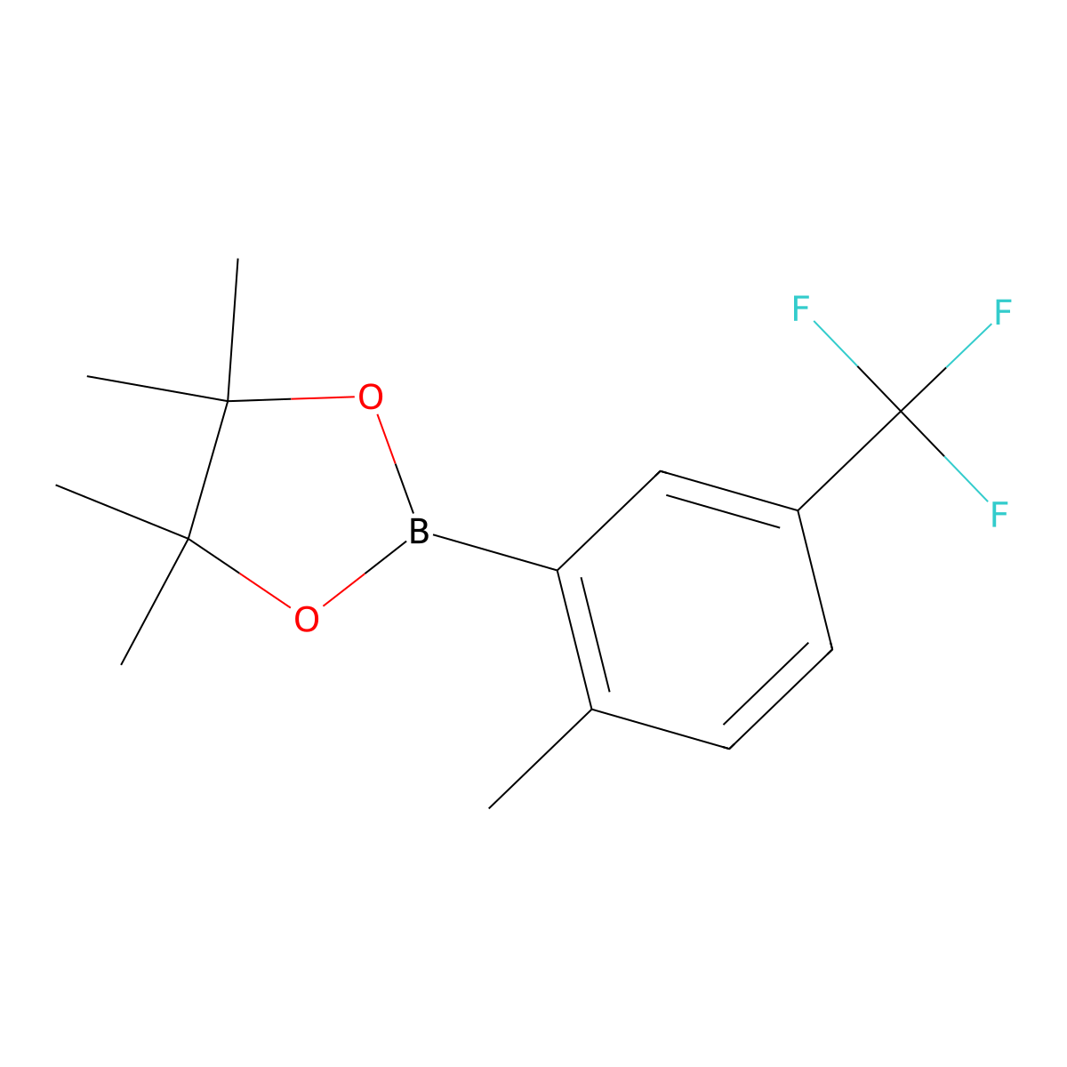 4,4,5,5-Tetramethyl-2-(2-methyl-5-(trifluoromethyl)phenyl)-1,3,2-dioxaborolane molecular structure, CAS 1030832-71-3