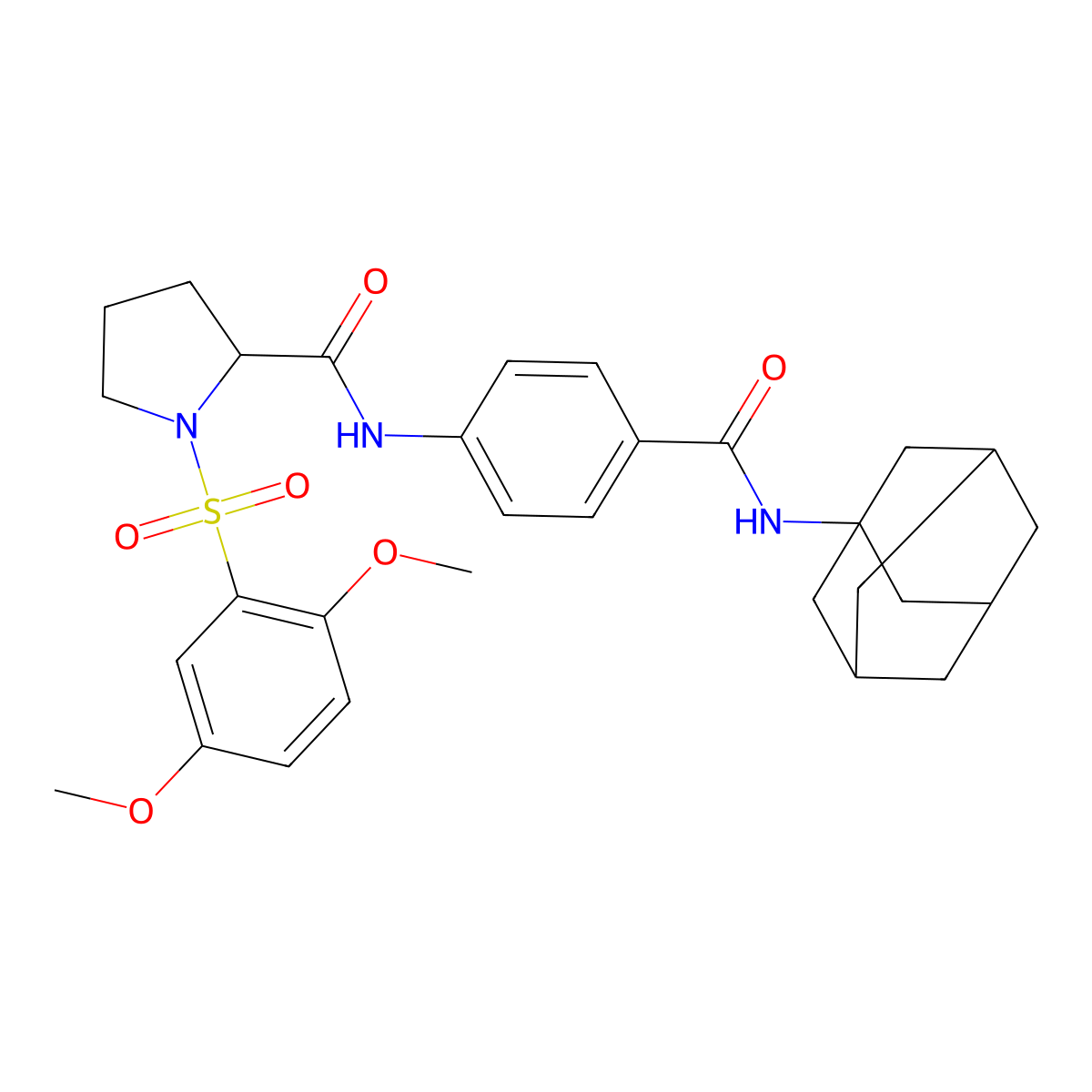 N-[4-(1-adamantylcarbamoyl)phenyl]-1-(2,5-dimethoxyphenyl)sulfonylpyrrolidine-2-carboxamide molecular structure, CAS 1030839-67-8