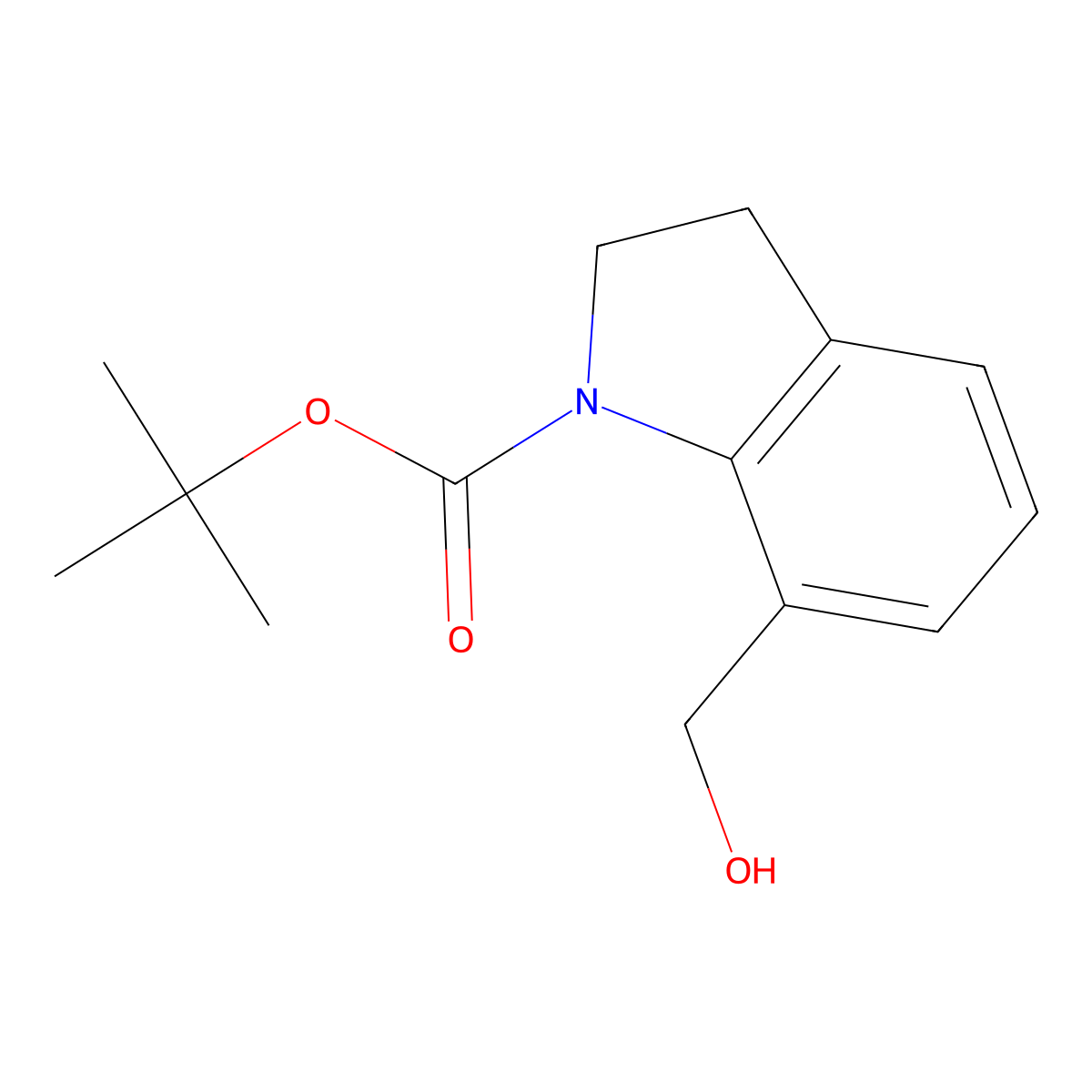 Tert-butyl 7-(hydroxymethyl)indoline-1-carboxylate molecular structure, CAS 1030846-88-8