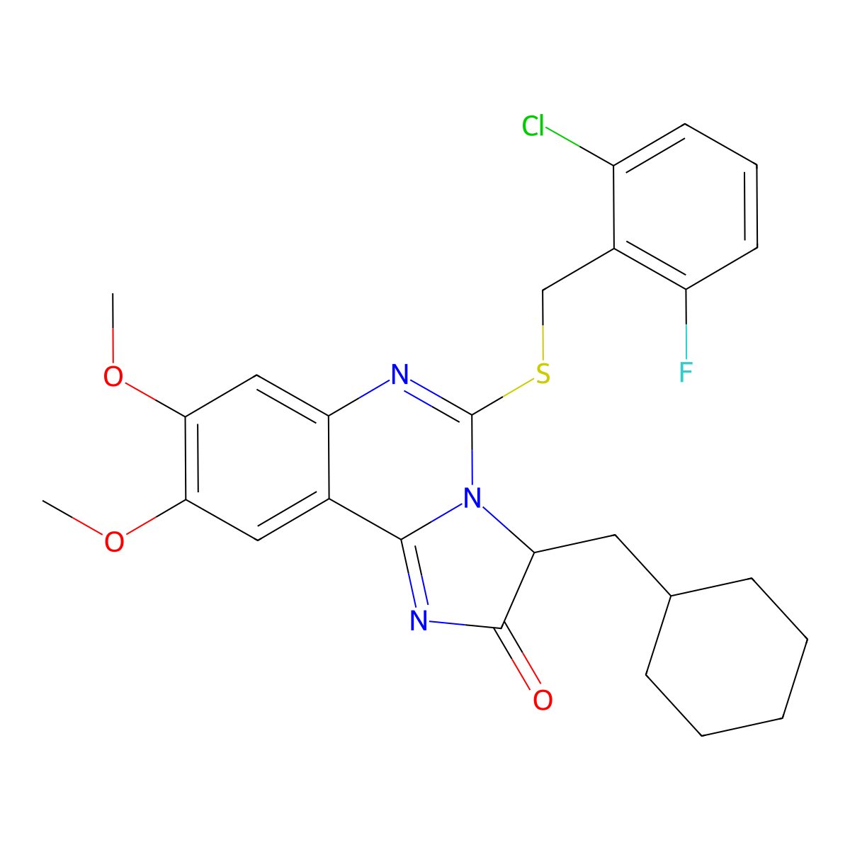 5-[(2-chloro-6-fluorobenzyl)sulfanyl]-3-(cyclohexylmethyl)-8,9-dimethoxyimidazo[1,2-c]quinazolin-2(3H)-one molecular structure, CAS 1030857-19-2