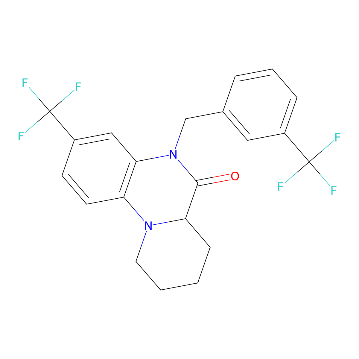 3-(trifluoromethyl)-5-[3-(trifluoromethyl)benzyl]-7,8,9,10-tetrahydro-5H-pyrido[1,2-a]quinoxalin-6(6aH)-one molecular structure, CAS 1030857-28-3