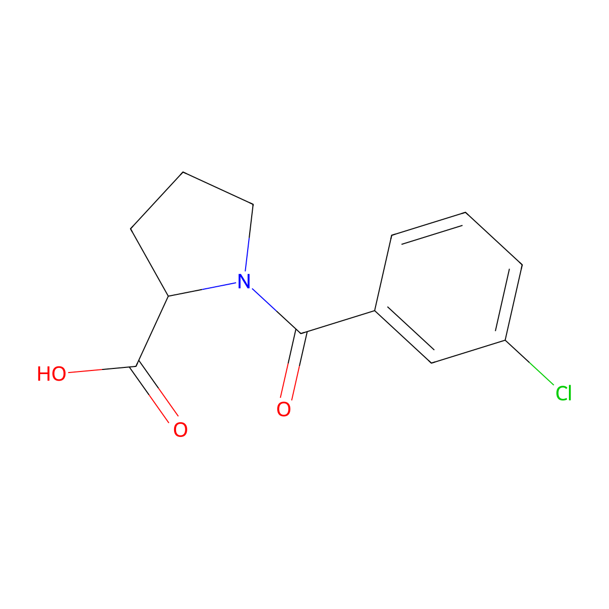 1-(3-Chlorobenzoyl)pyrrolidine-2-carboxylic acid molecular structure, CAS 1030895-44-3