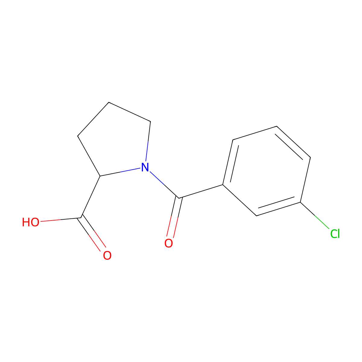 1-(3-Chlorobenzoyl)pyrrolidine-2-carboxylic acid molecular structure, CAS 1030895-44-3