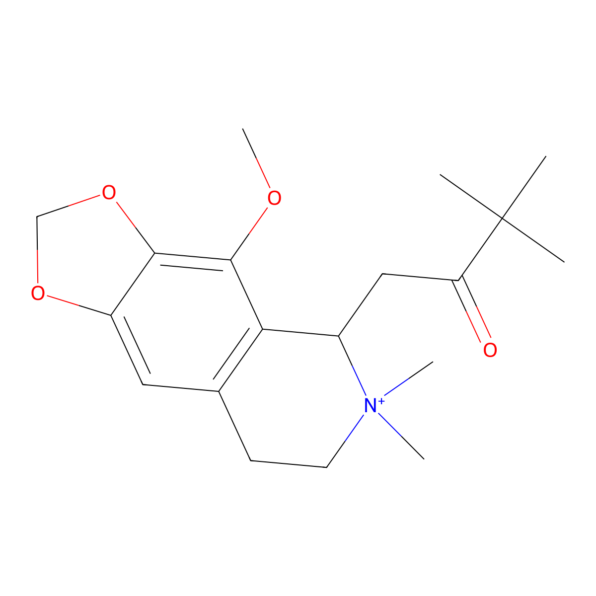 5-(3,3-Dimethyl-2-oxobutyl)-5,6,7,8-tetrahydro-4-methoxy-6,6-dimethyl-1,3-dioxolo[4,5-g]isoquinolinium molecular structure, CAS 1030937-30-4