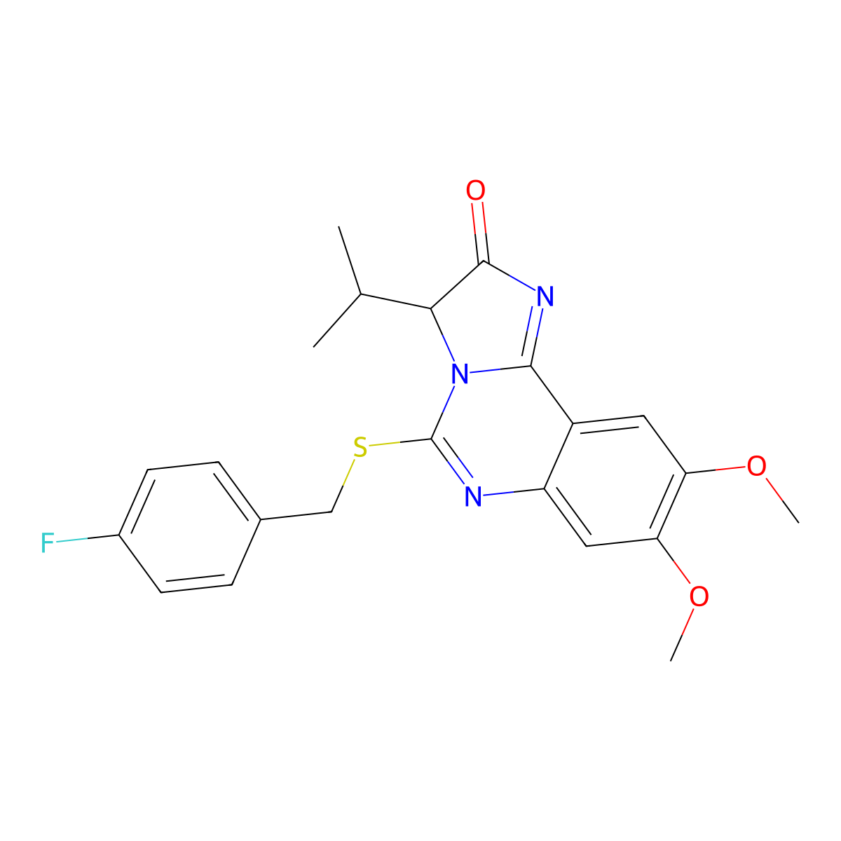 5-[(4-fluorobenzyl)sulfanyl]-3-isopropyl-8,9-dimethoxyimidazo[1,2-c]quinazolin-2(3H)-one molecular structure, CAS 1030938-55-6