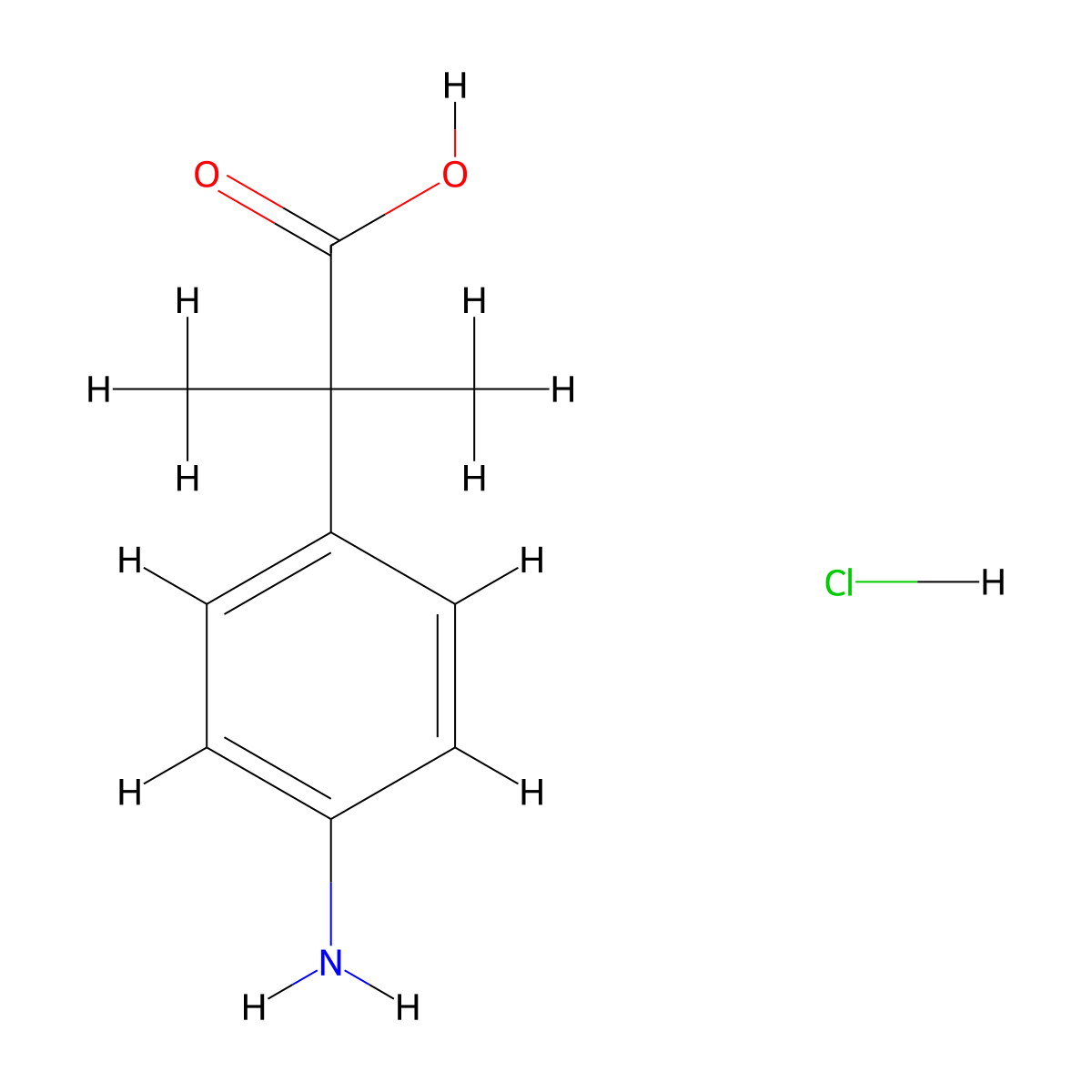 2-(4-Aminophenyl)-2-methylpropanoic acid hydrochloride molecular structure, CAS 103095-37-0