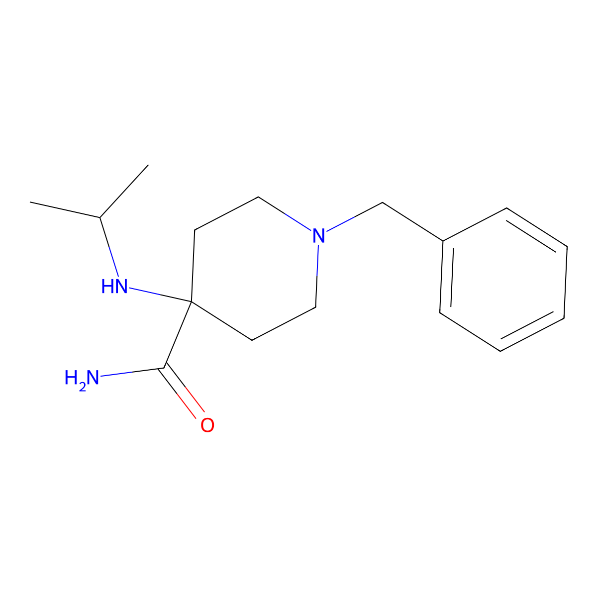 1-Benzyl-4-(isopropylamino)piperidine-4-carboxamide molecular structure, CAS 1031-36-3