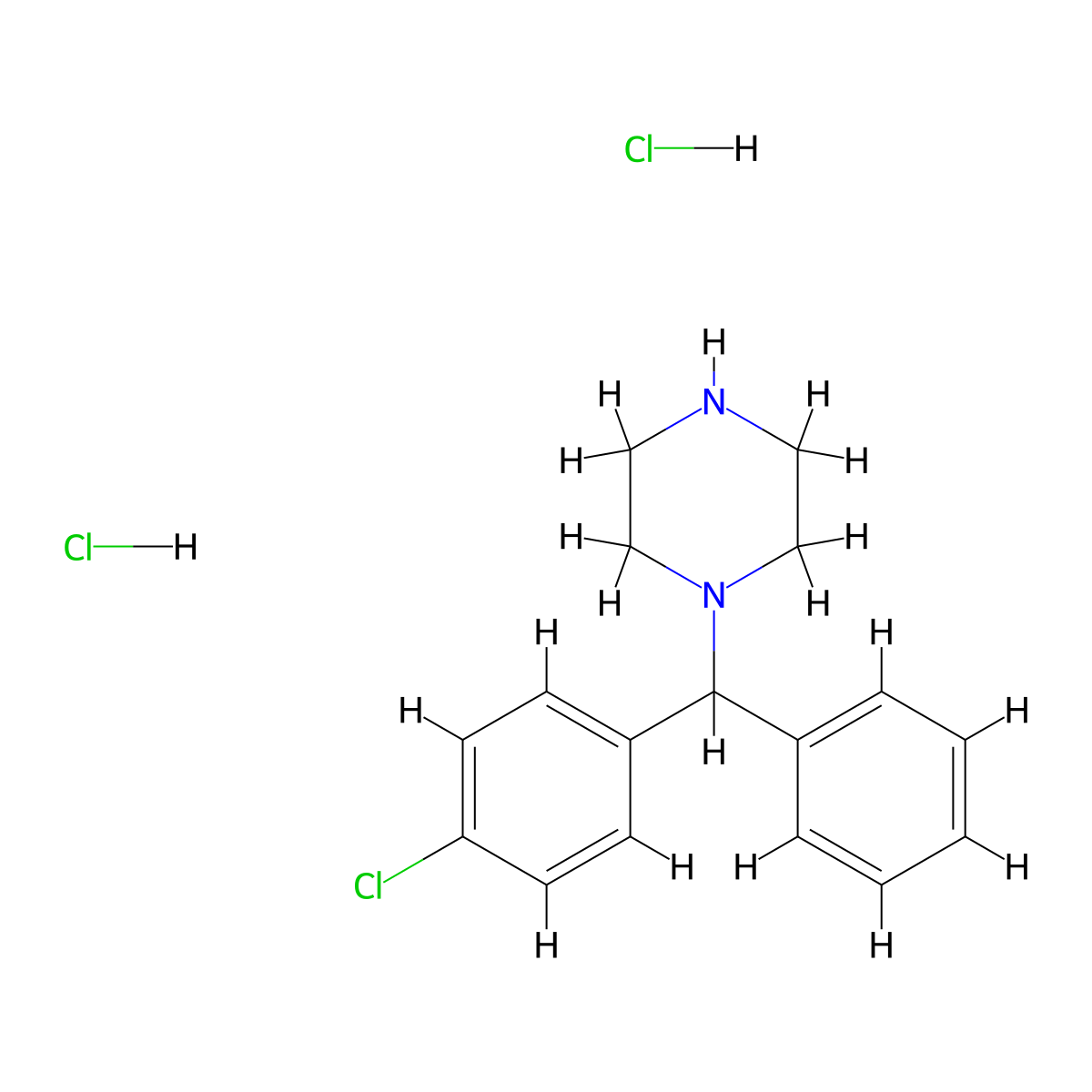 Norchlorcyclizine dihydrochloride molecular structure, CAS 1031-92-1