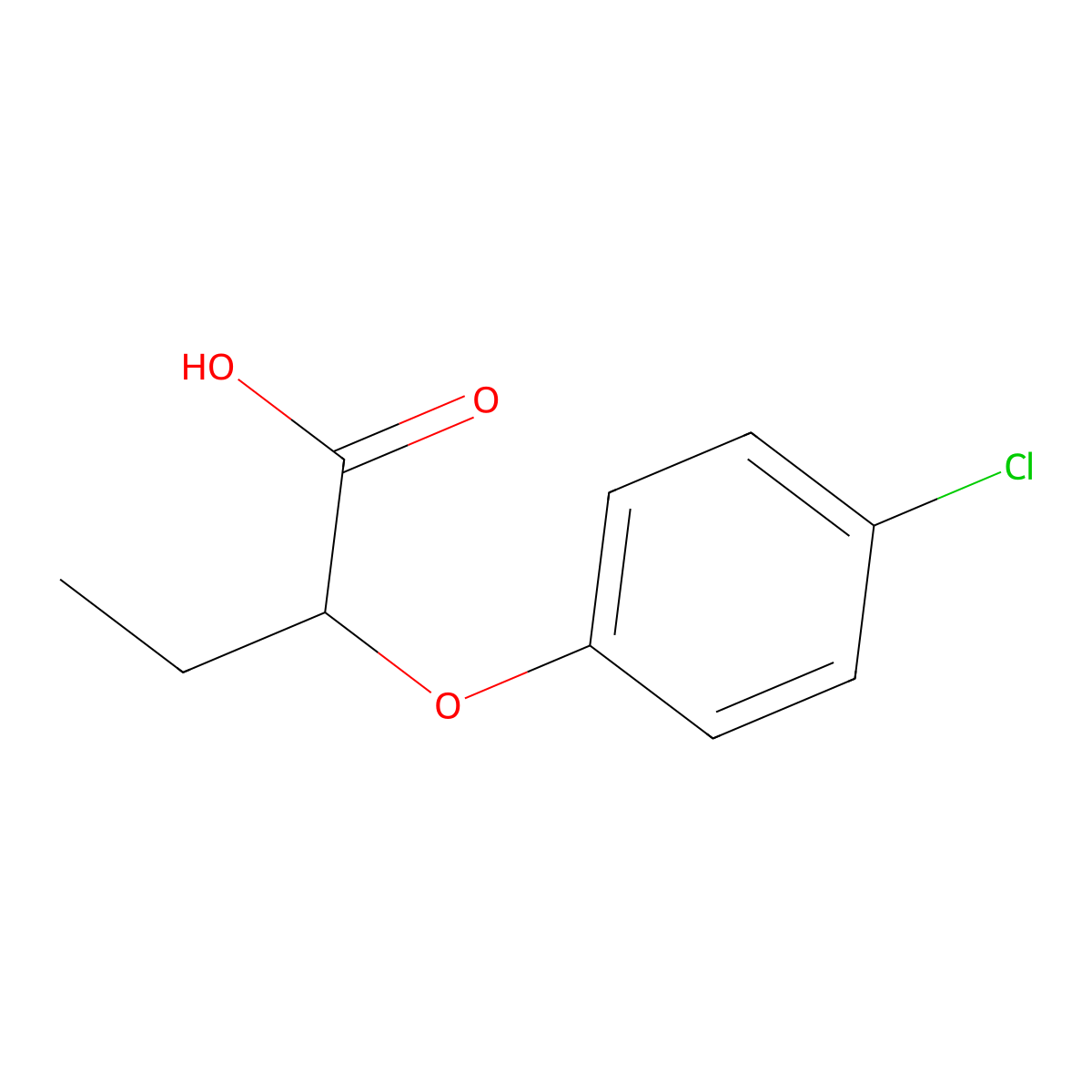 2-(4-Chlorophenoxy)butyric acid molecular structure, CAS 10310-19-7