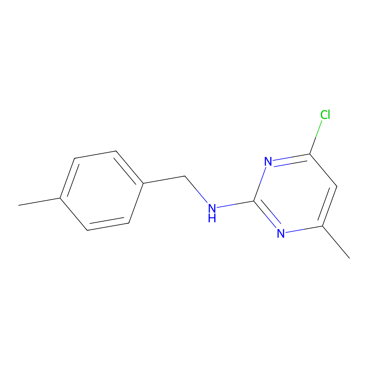 4-chloro-6-methyl-N-[(4-methylphenyl)methyl]pyrimidin-2-amine molecular structure, CAS 1031046-21-5