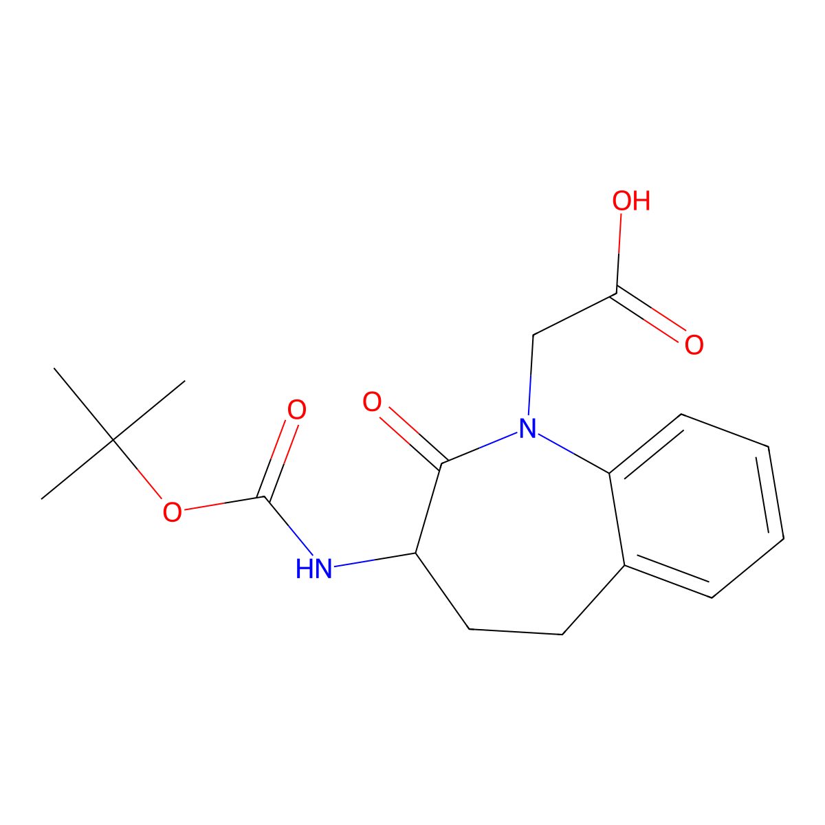 2-(3-((tert-Butoxycarbonyl)amino)-2-oxo-2,3,4,5-tetrahydro-1H-benzo[b]azepin-1-yl)acetic acid molecular structure, CAS 103105-97-1
