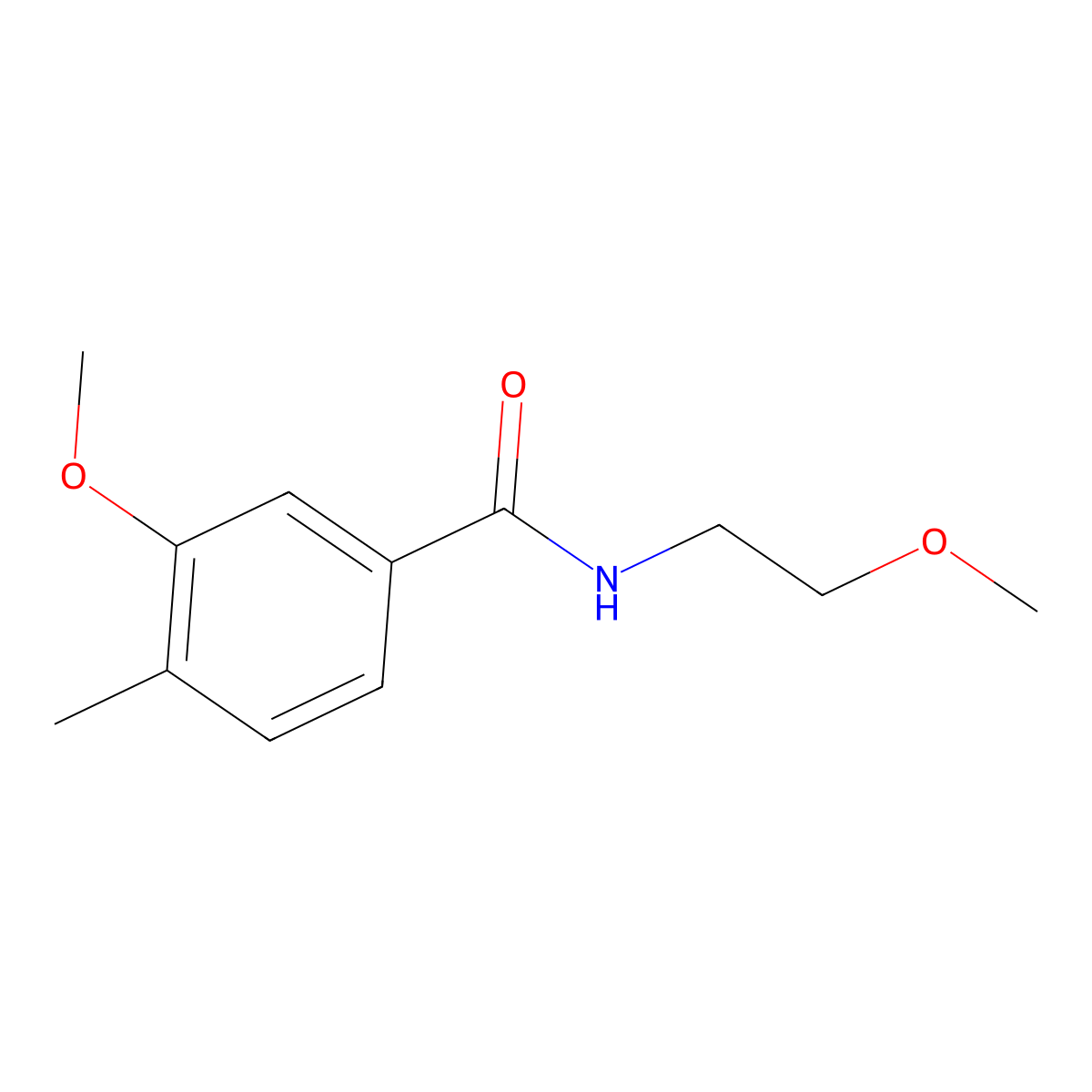 3-methoxy-N-(2-methoxyethyl)-4-methylbenzamide molecular structure, CAS 1031053-82-3