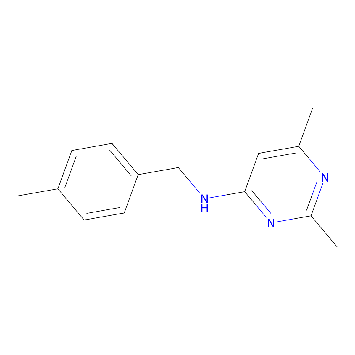 2,6-Dimethyl-N-(4-methylbenzyl)pyrimidin-4-amine molecular structure, CAS 1031056-03-7