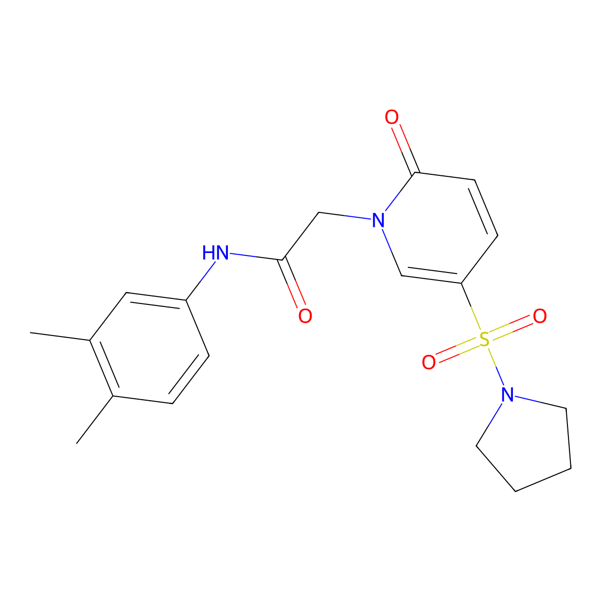 N-(3,4-dimethylphenyl)-2-(2-oxo-5-pyrrolidin-1-ylsulfonylpyridin-1-yl)acetamide molecular structure, CAS 1031097-61-6