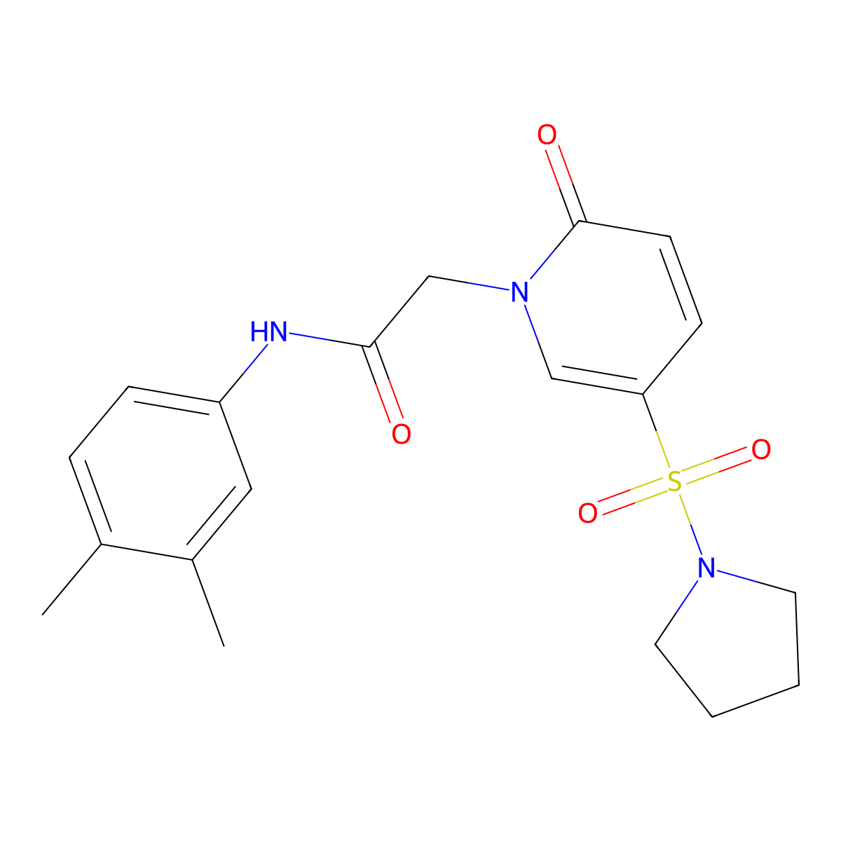N-(3,4-dimethylphenyl)-2-(2-oxo-5-pyrrolidin-1-ylsulfonylpyridin-1-yl)acetamide molecular structure, CAS 1031097-61-6