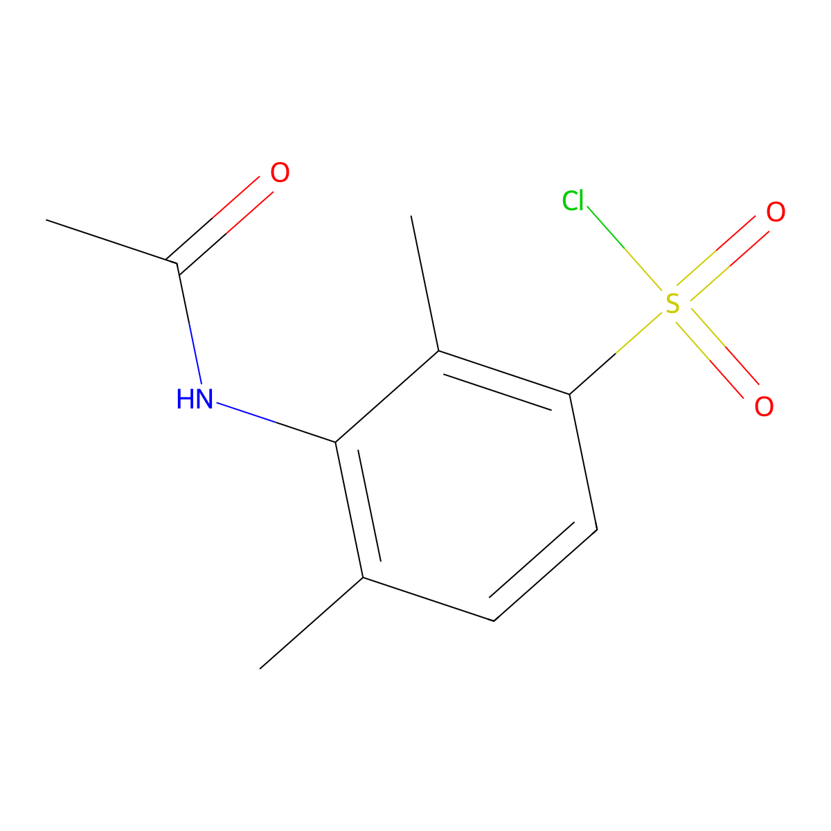 3-Acetamido-2,4-dimethylbenzenesulfonyl chloride molecular structure, CAS 10311-33-8