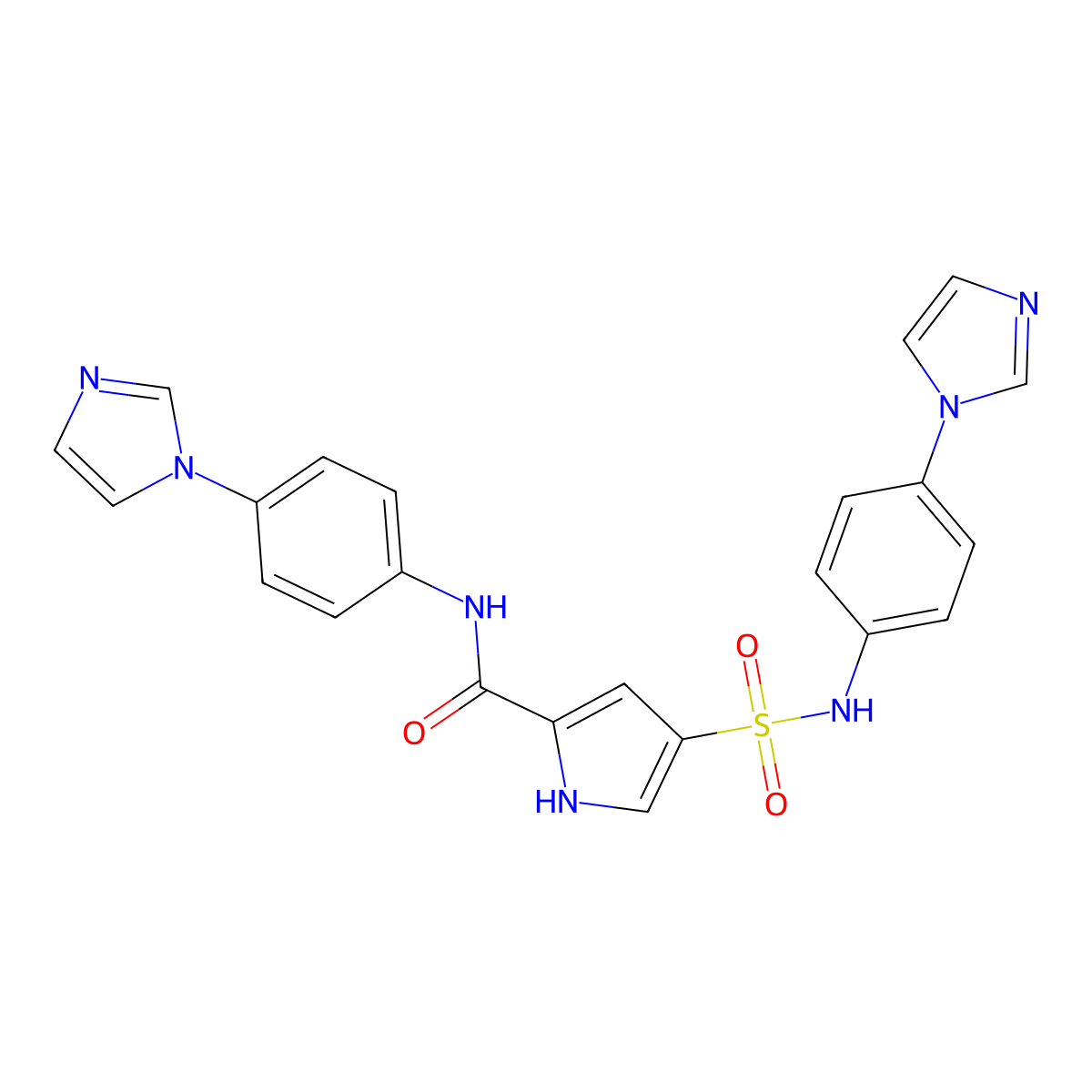 N-[4-(1H-imidazol-1-yl)phenyl]-4-{[4-(1H-imidazol-1-yl)phenyl]sulfamoyl}-1H-pyrrole-2-carboxamide molecular structure, CAS 1031121-18-2