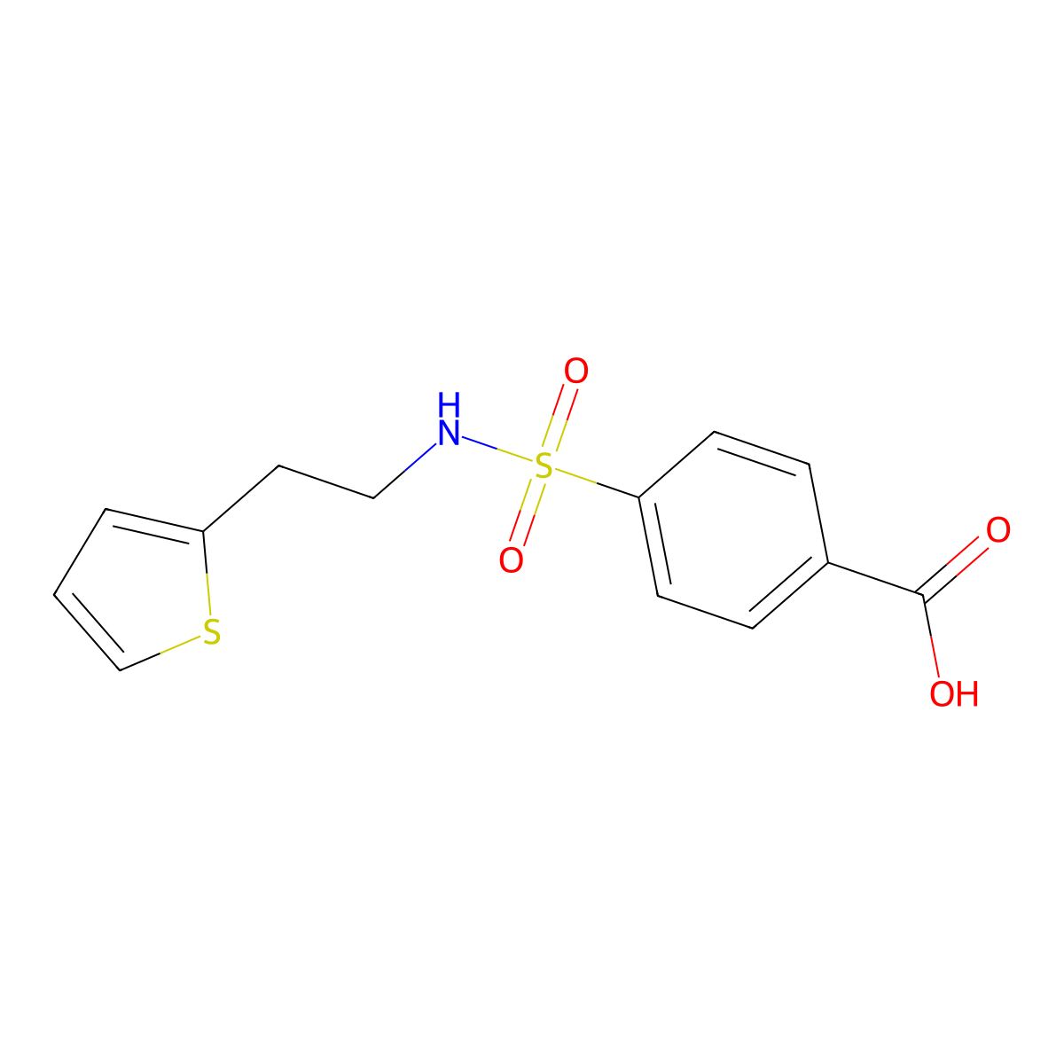 4-{[2-(Thiophen-2-yl)ethyl]sulfamoyl}benzoic acid molecular structure, CAS 1031130-62-7